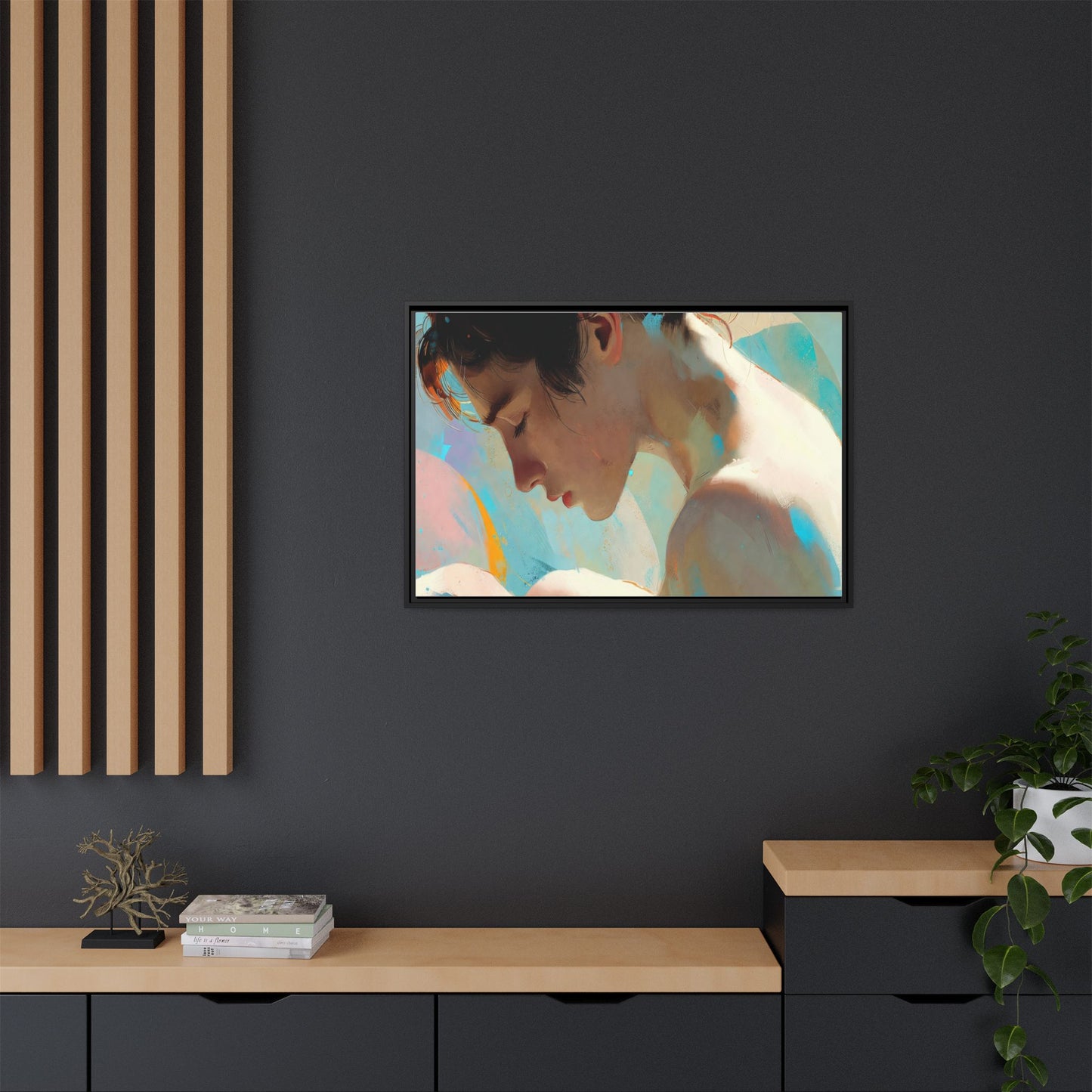 Framed Matte Canvas Print — Dreamy Portrait Art (Multi‑Color)