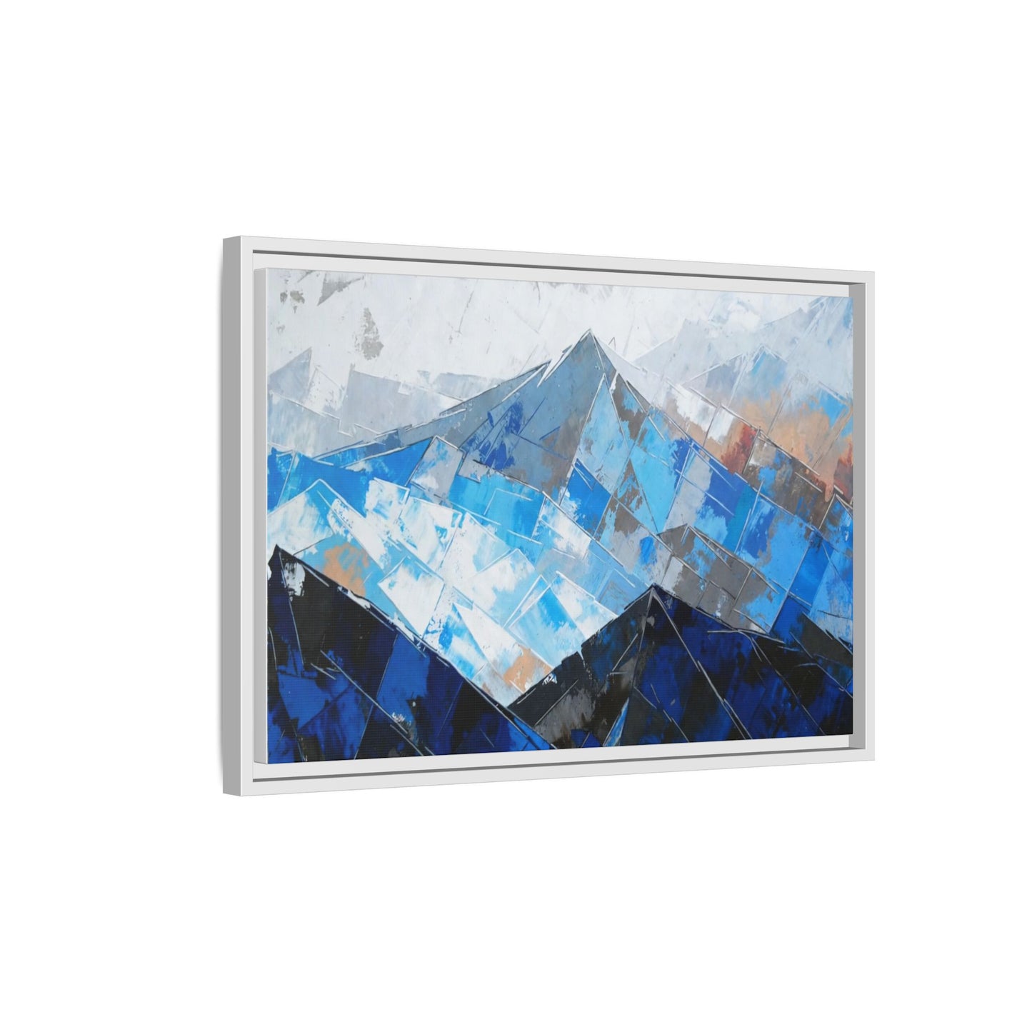 Framed Matte Canvas Blue Mountain Abstract Wall Art