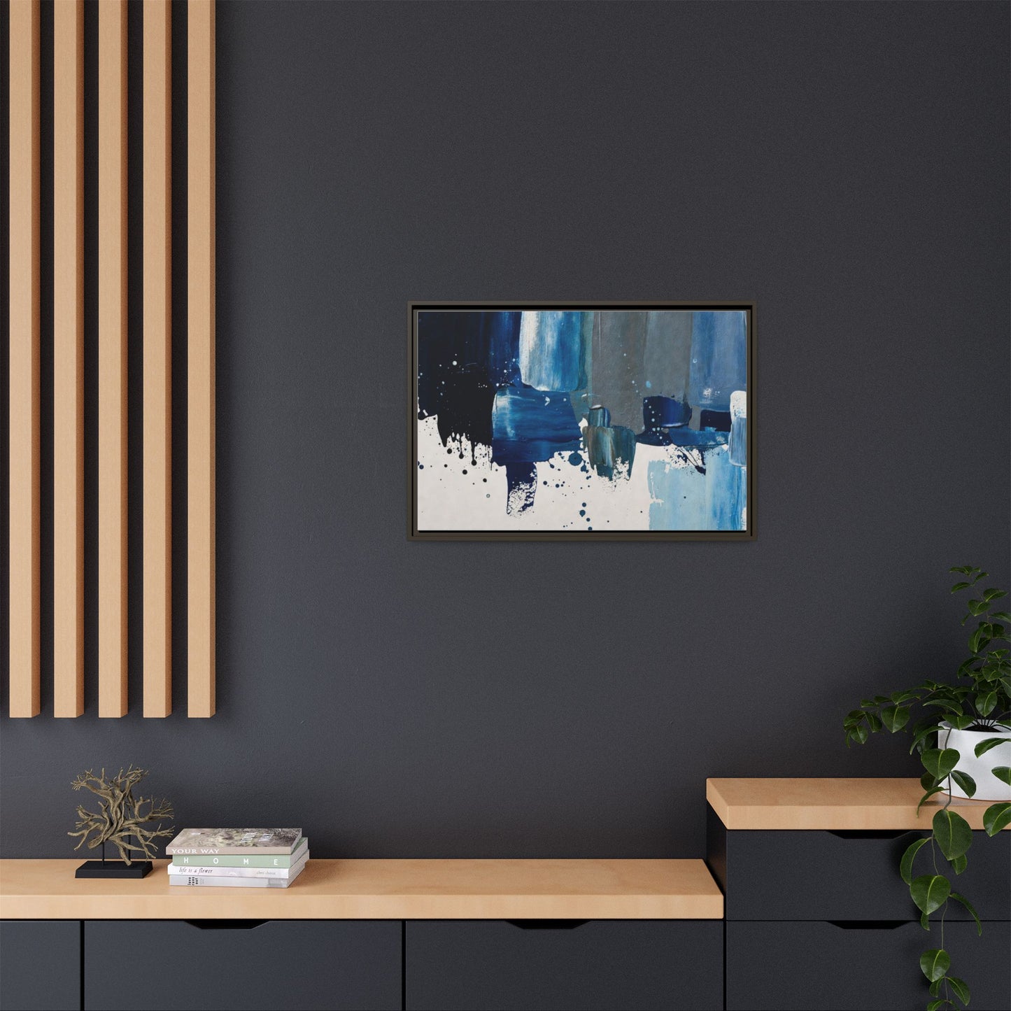 Abstract Blue Ocean Matte Canvas Framed Wall Art