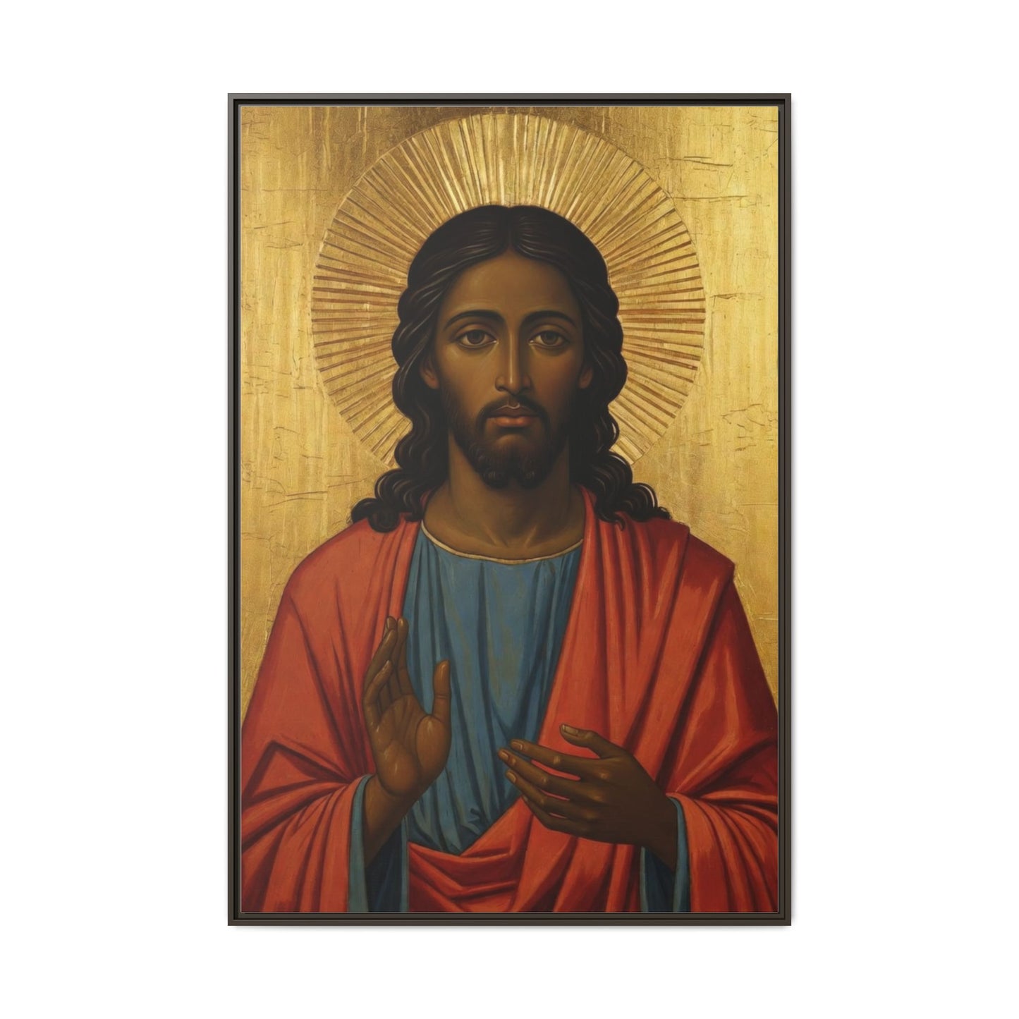 Framed Orthodox Christ Icon Matte Canvas — Religious Wall Art for Home, Church, or Prayer Corner
