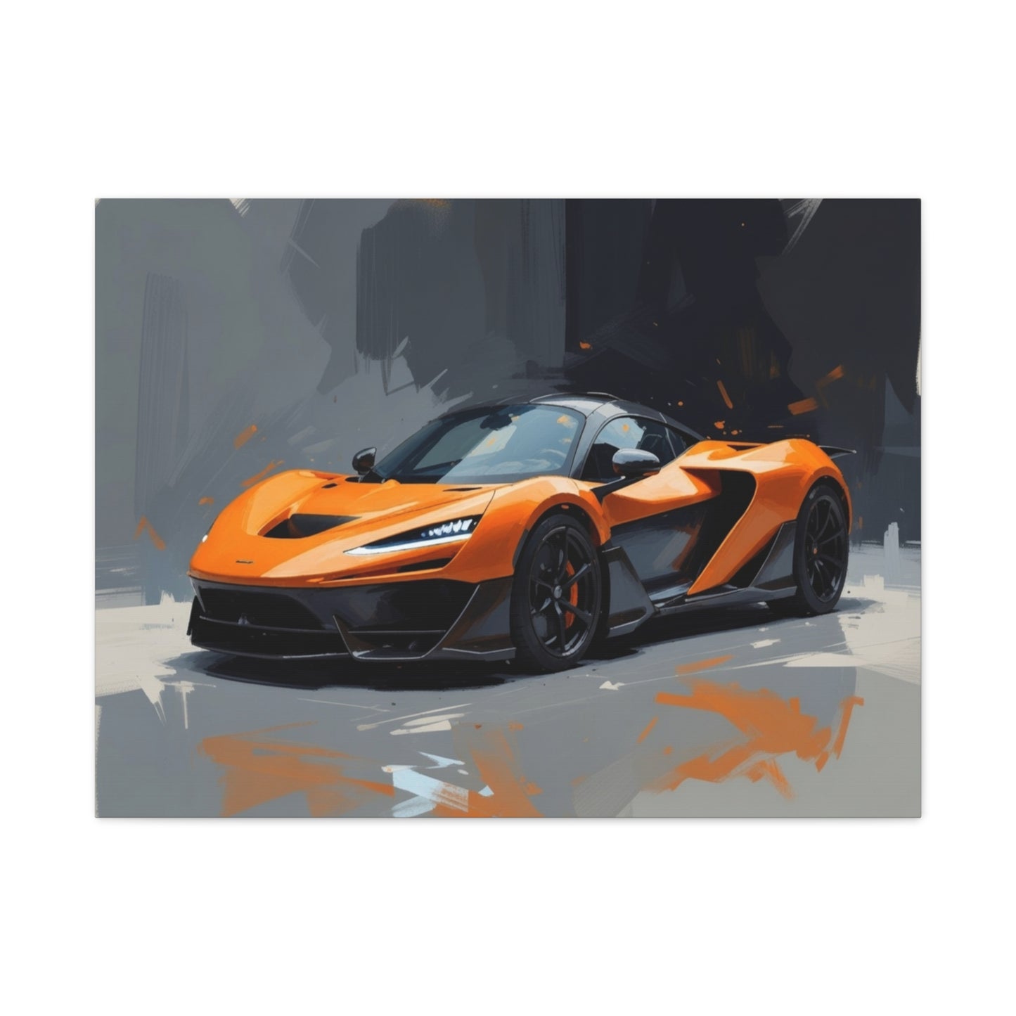 Orange Supercar Matte Canvas Wall Art – Stretched 1.25" Sports Car Print