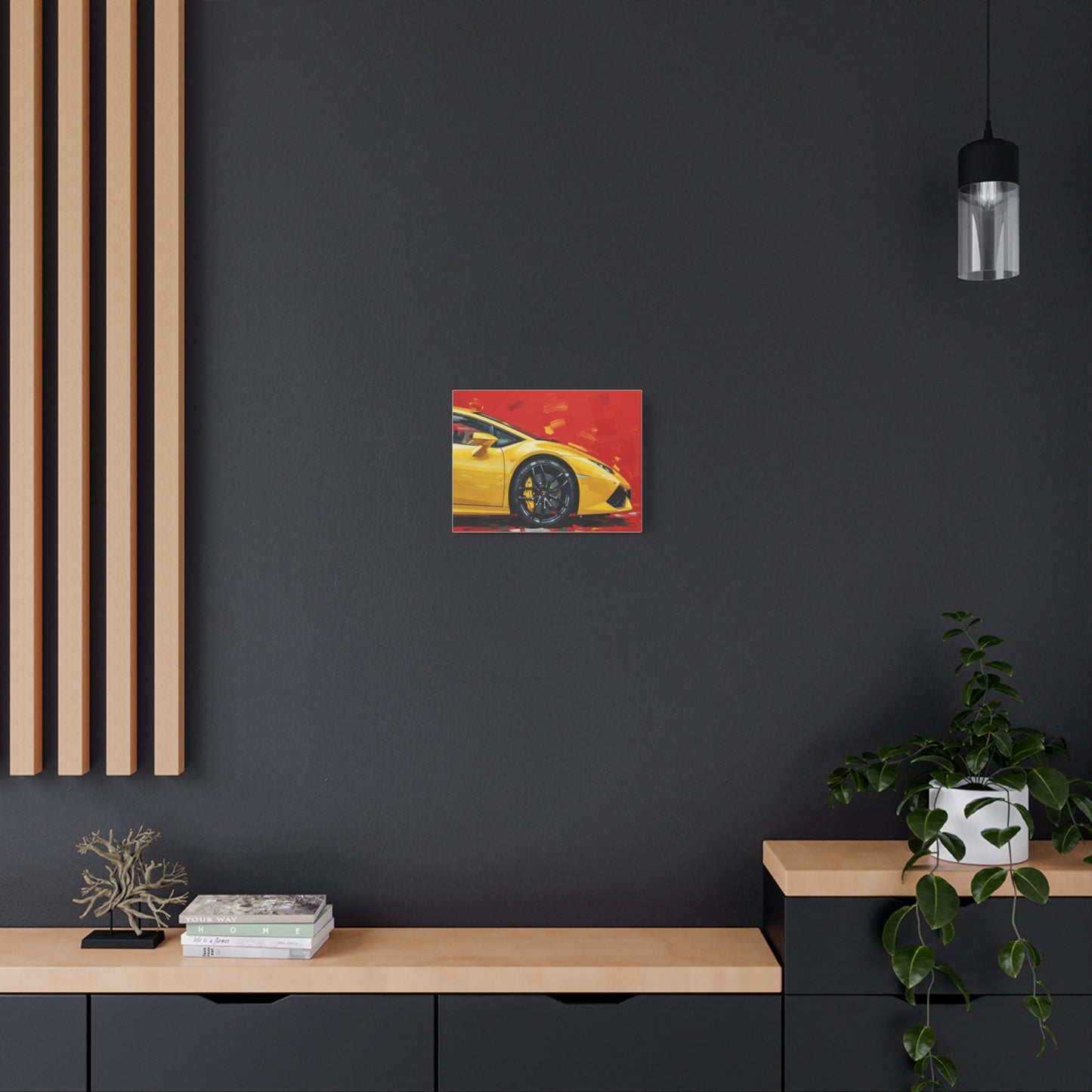 Yellow Sports Car Canvas Print - Modern Automotive Wall Art (Matte Stretched)