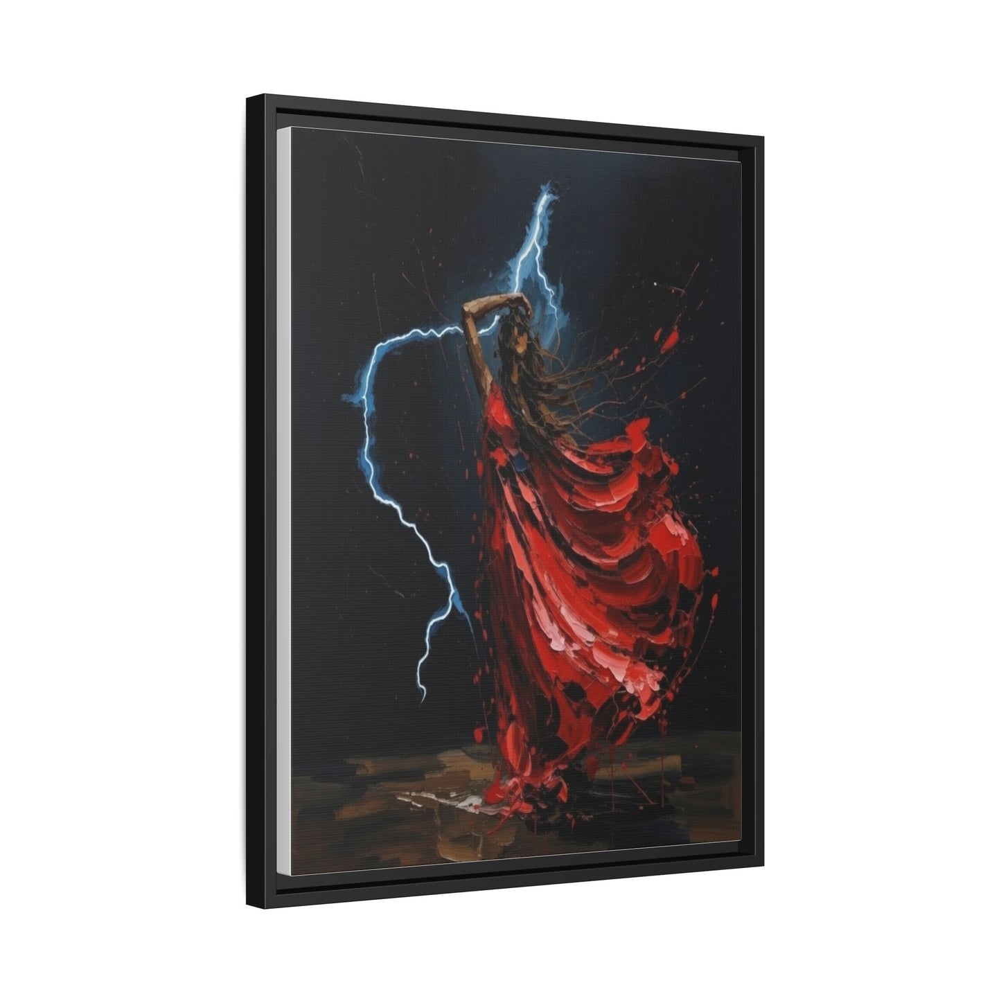 Framed Matte Canvas Print — Red Dancer Lightning Art