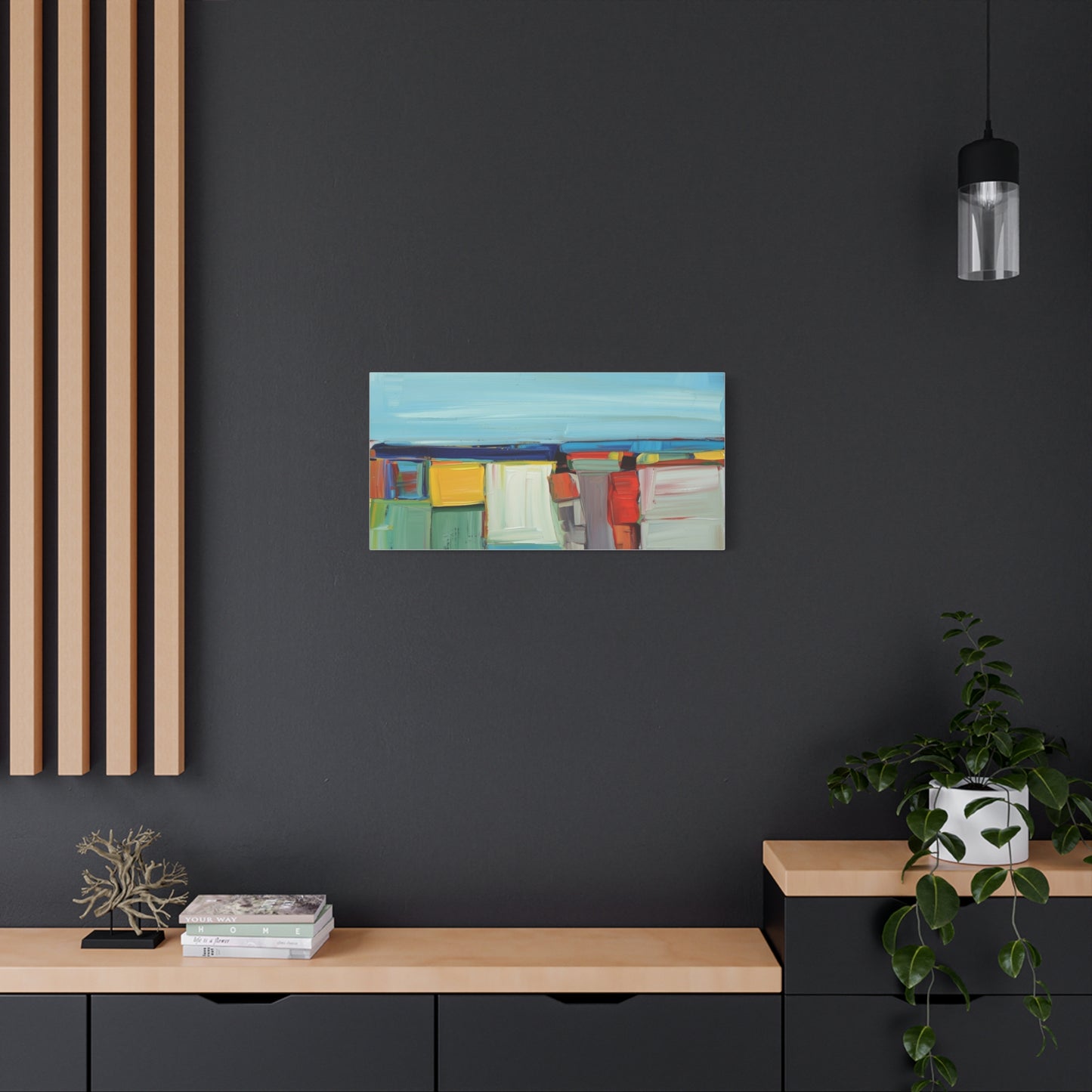 Abstract Coastal Landscape Canvas Print — Colorful Modern Seascape Wall Art