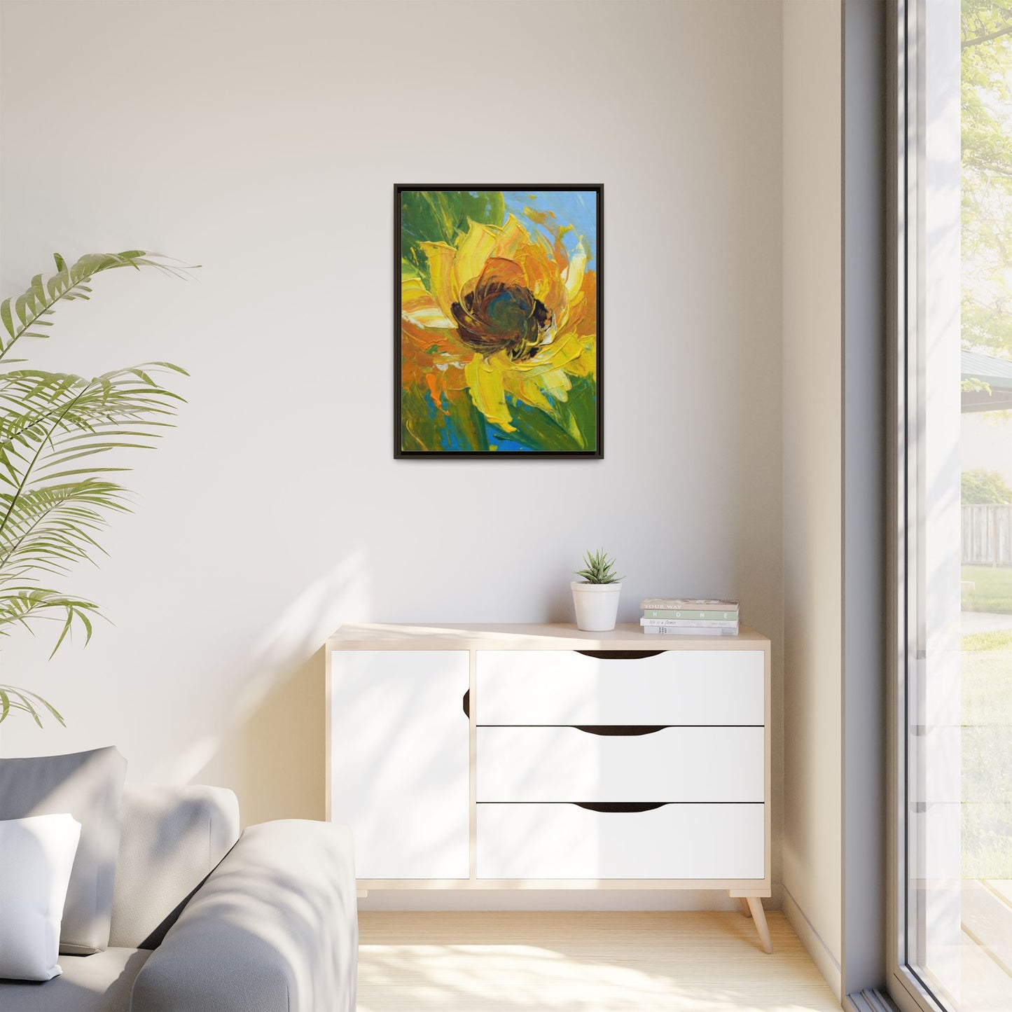Framed Sunflower Abstract Matte Canvas Print