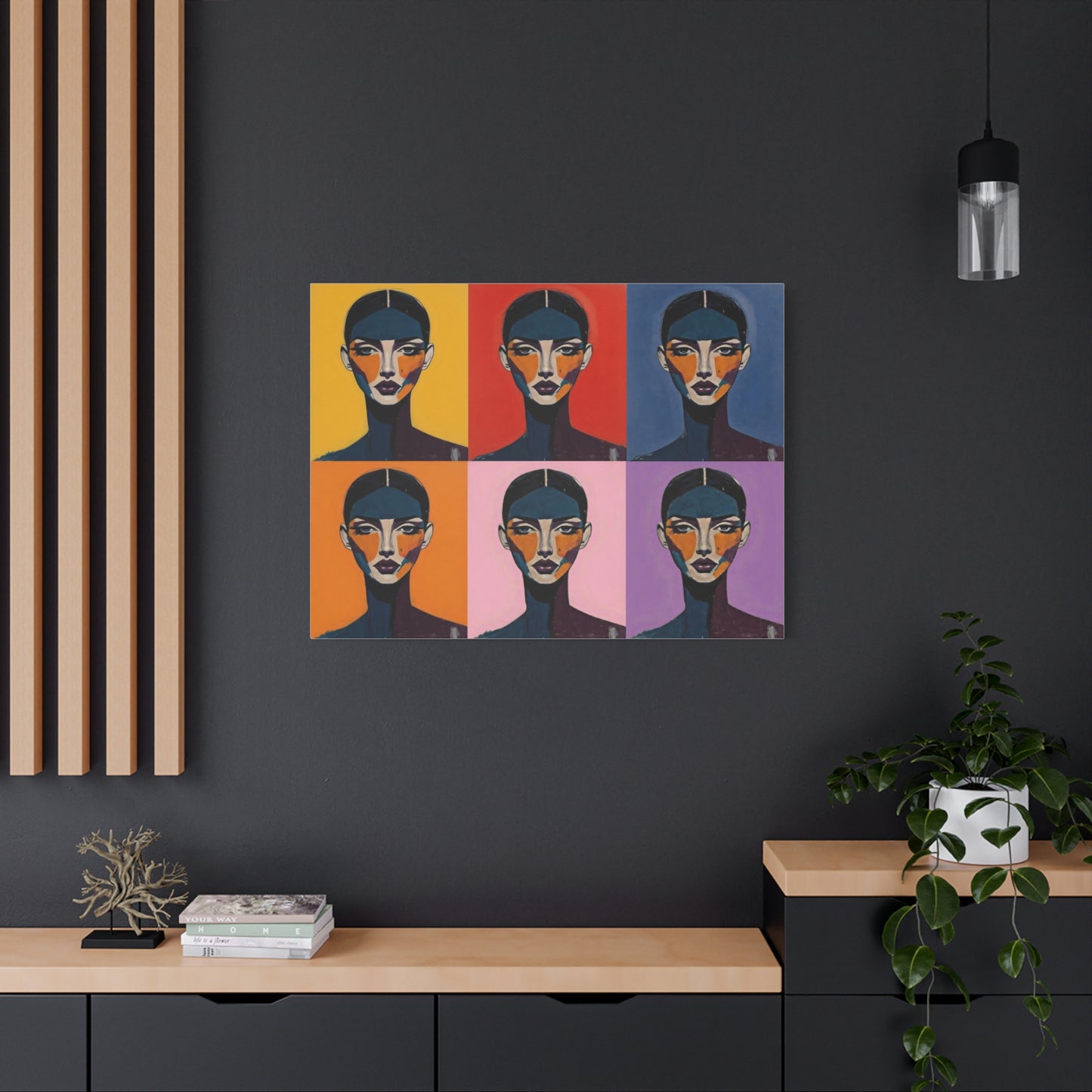 Pop Art Portrait Canvas - Colorful Six-Panel Female Face Wall Art
