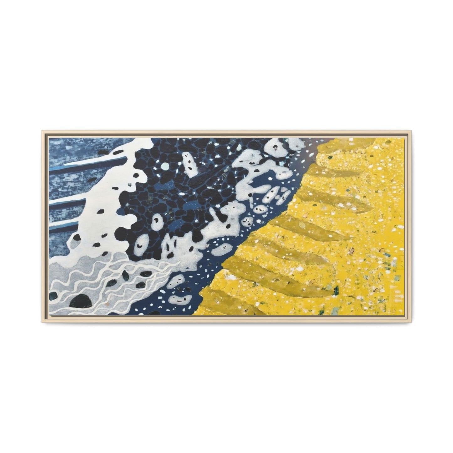 Framed Abstract Ocean & Sand Matte Canvas Print