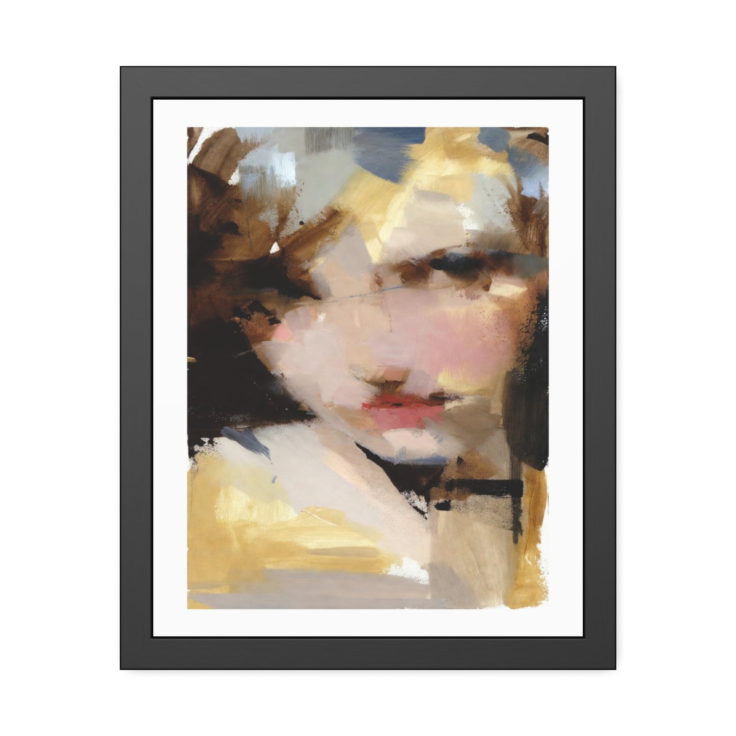 Abstract Portrait Framed Poster – Modern Impressionist Wall Art
