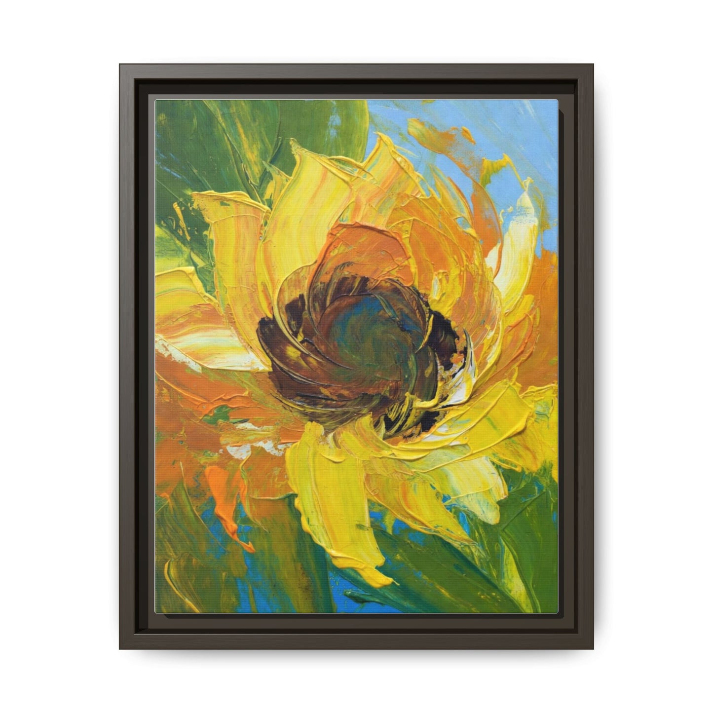 Framed Sunflower Abstract Matte Canvas Print