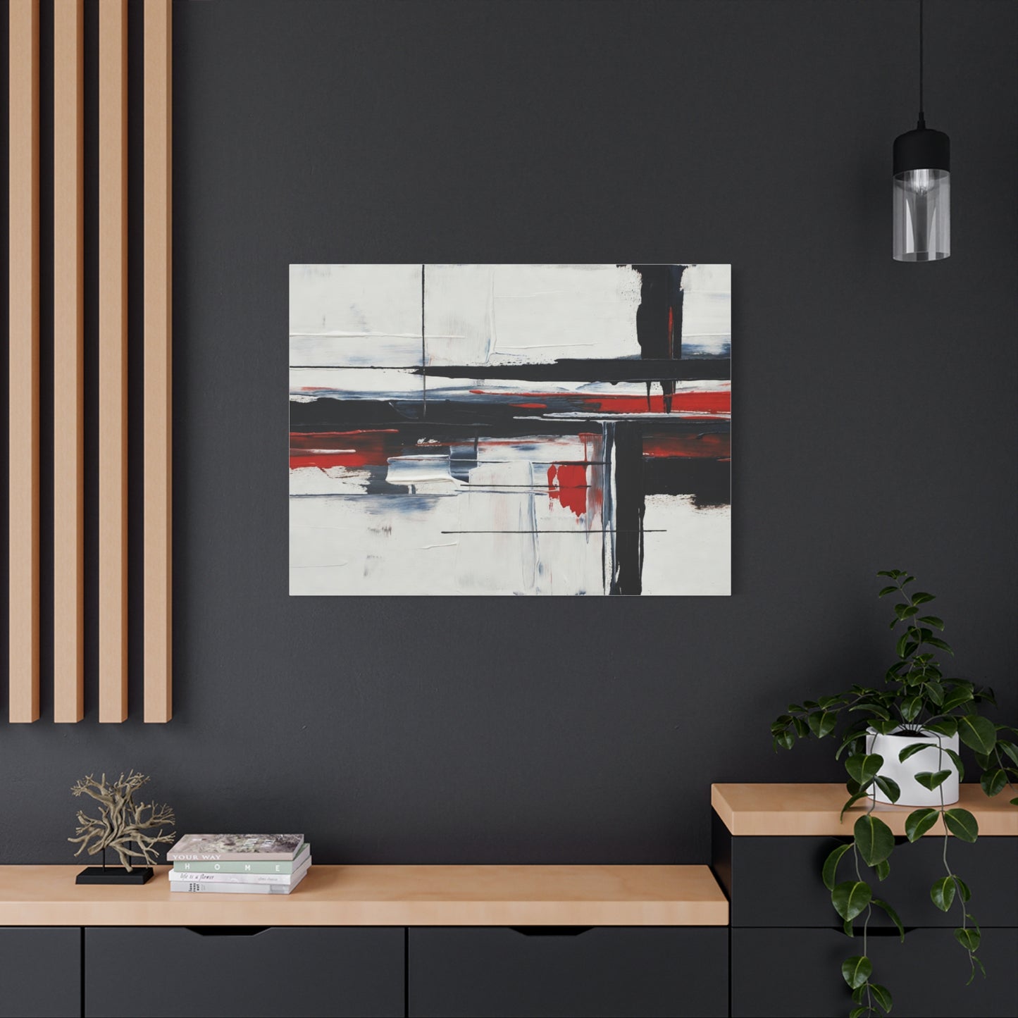 Abstract Red & Black Modern Canvas Art — Matte Stretched 1.25"