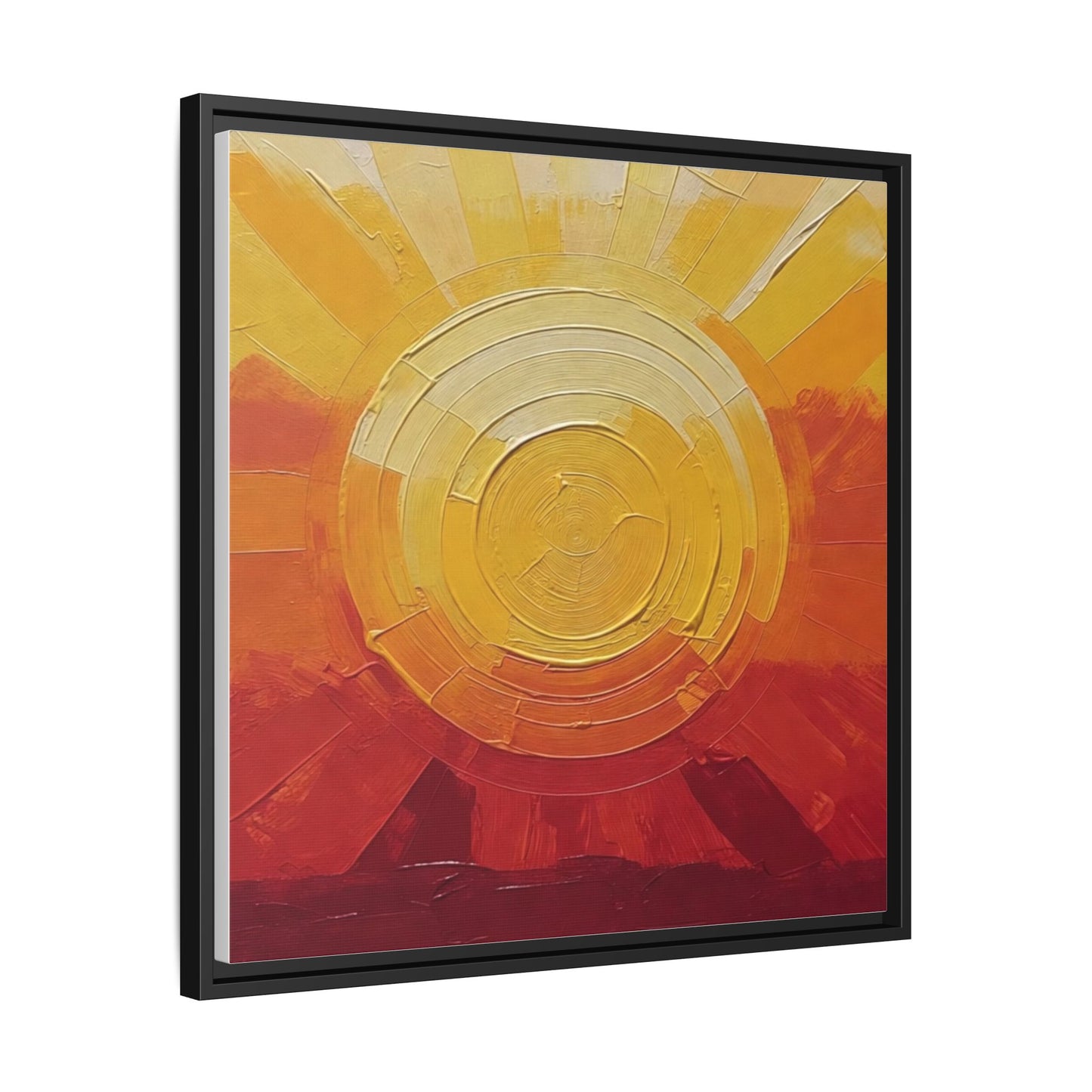 Sunburst Abstract Framed Canvas Art — Matte Multi‑Color Wall Print