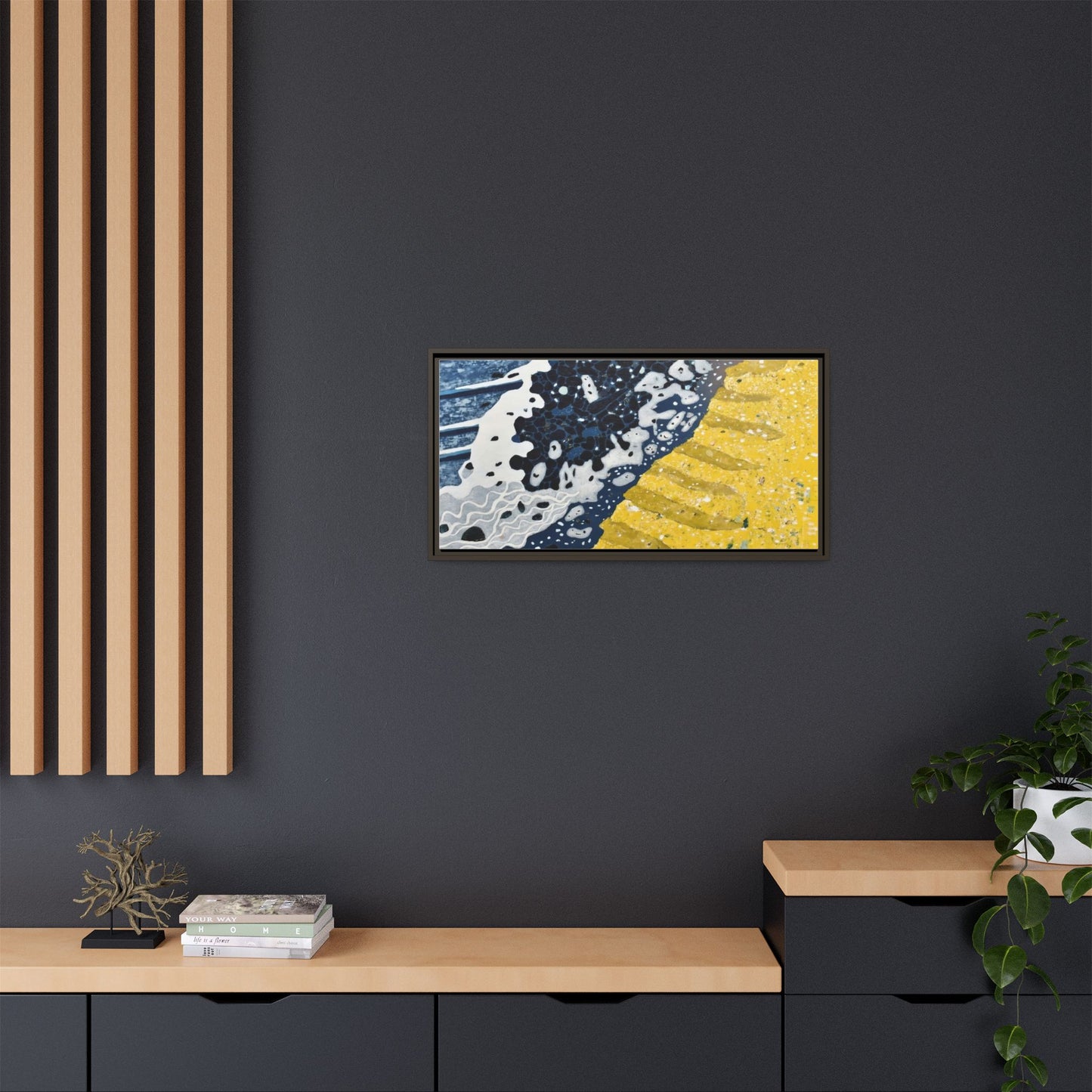 Framed Abstract Ocean & Sand Matte Canvas Print