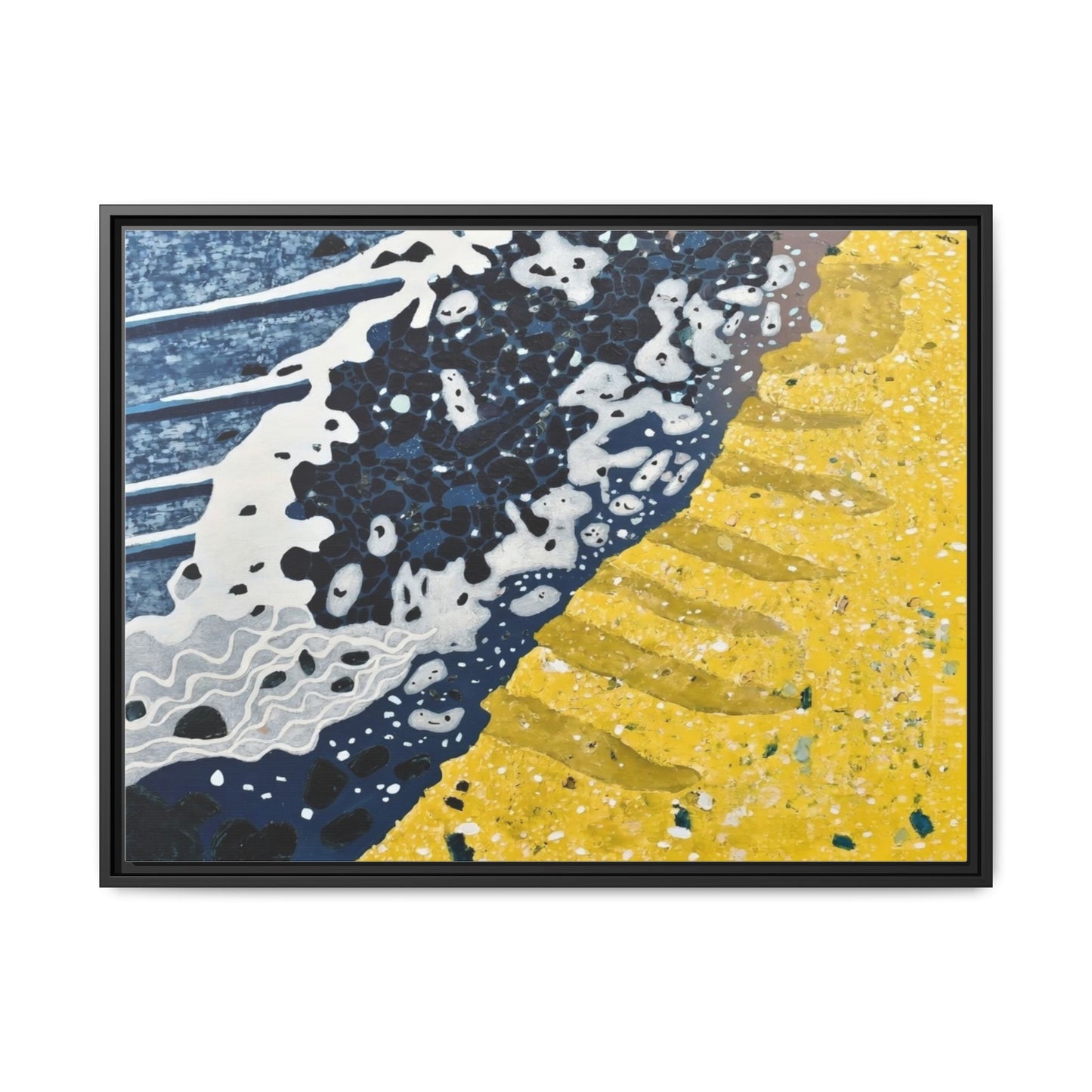 Framed Abstract Ocean & Sand Matte Canvas Print