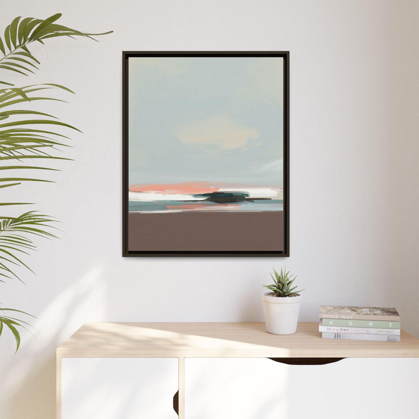Framed Matte Canvas Print — Soft Coastal Abstract Landscape