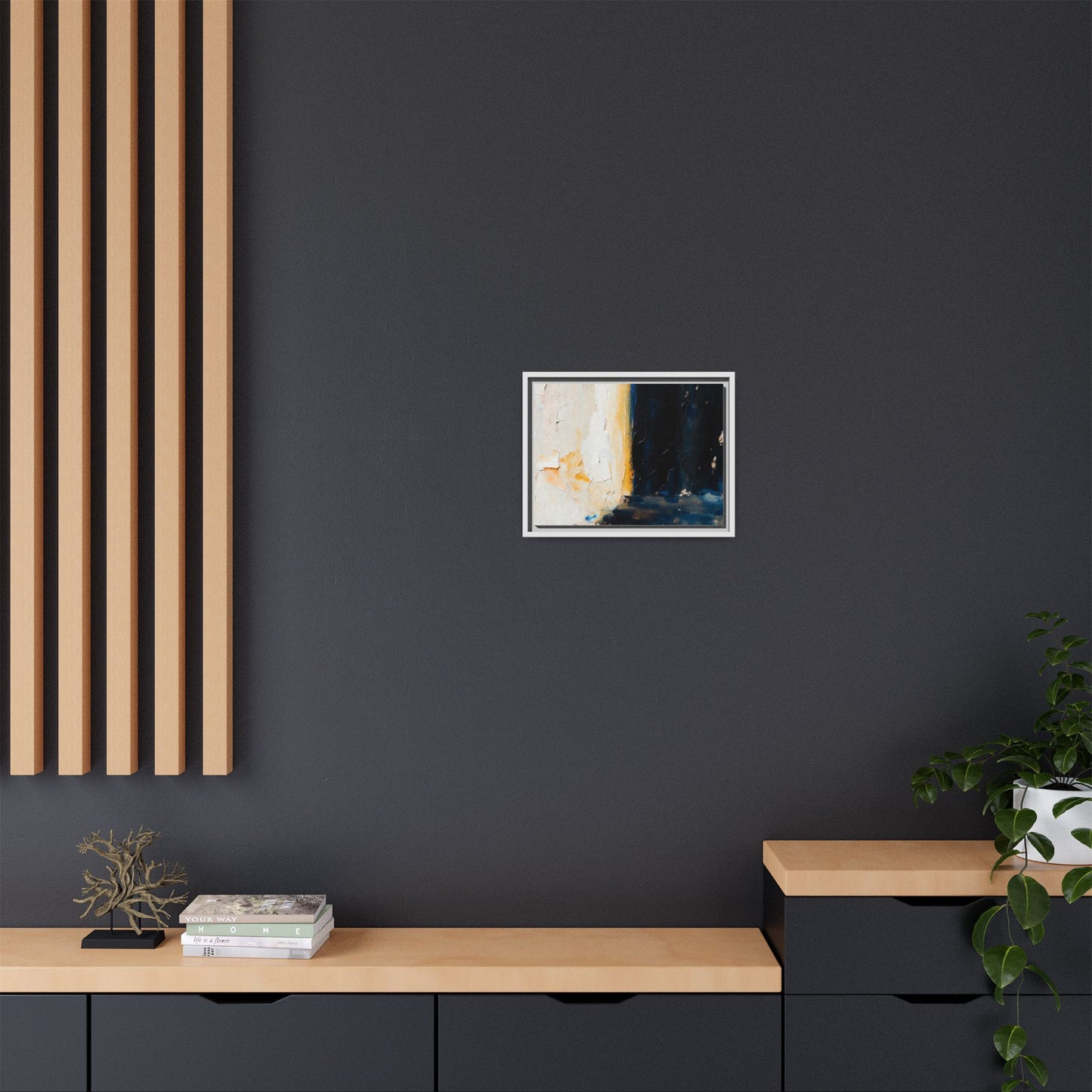 Abstract Coastal Texture Framed Canvas Art — Matte Multi-Color Wall Print
