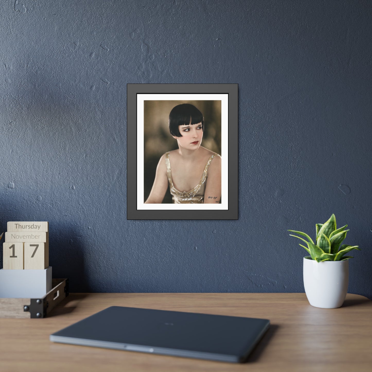 Vintage 1920s Louise Brooks Portrait Framed Poster — Art Deco Wall Print