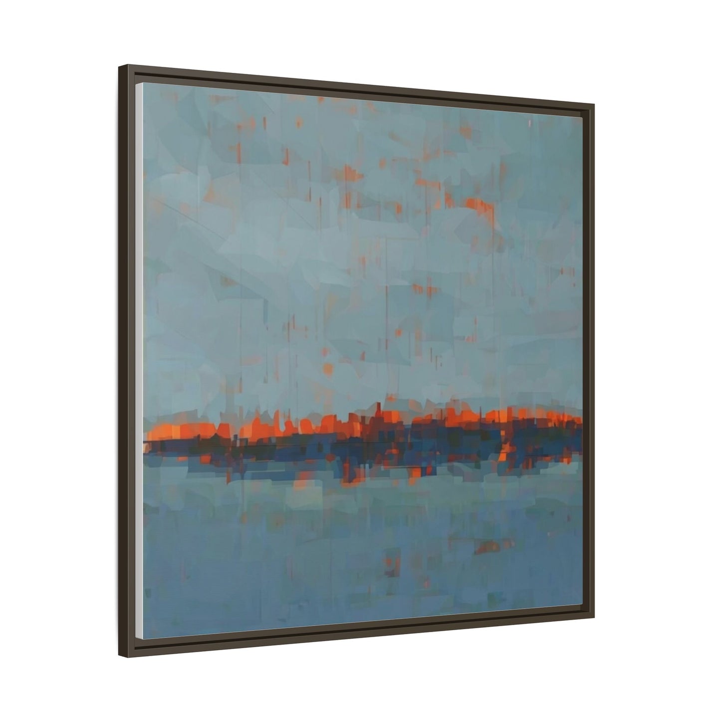 Framed Canvas Art — Teal & Orange Abstract Seascape