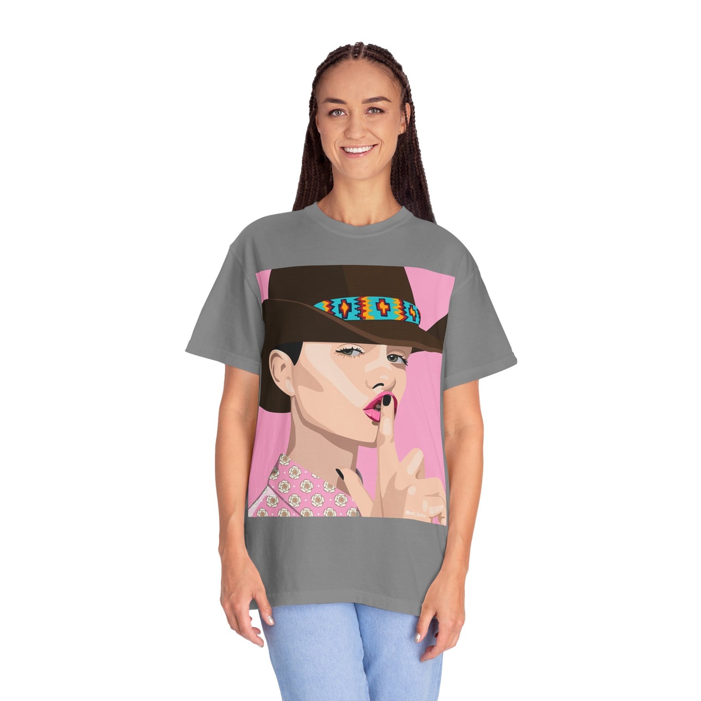 Cowgirl Pop Art T-Shirt — Pink 'Shh' Graphic Tee
