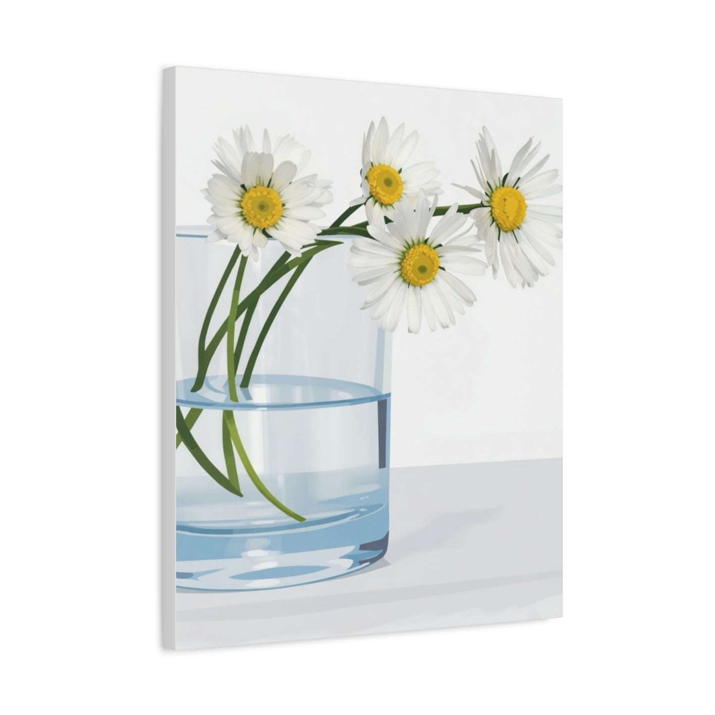 Daisy Glass Vase Canvas Print — Matte Stretched Wall Art