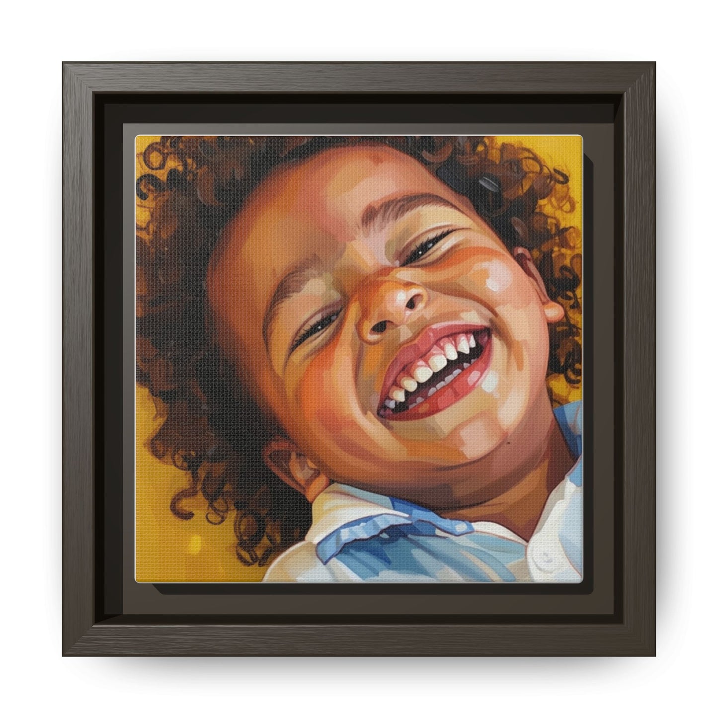 Framed Matte Canvas Print – Joyful Child Portrait, Colorful Nursery Wall Art
