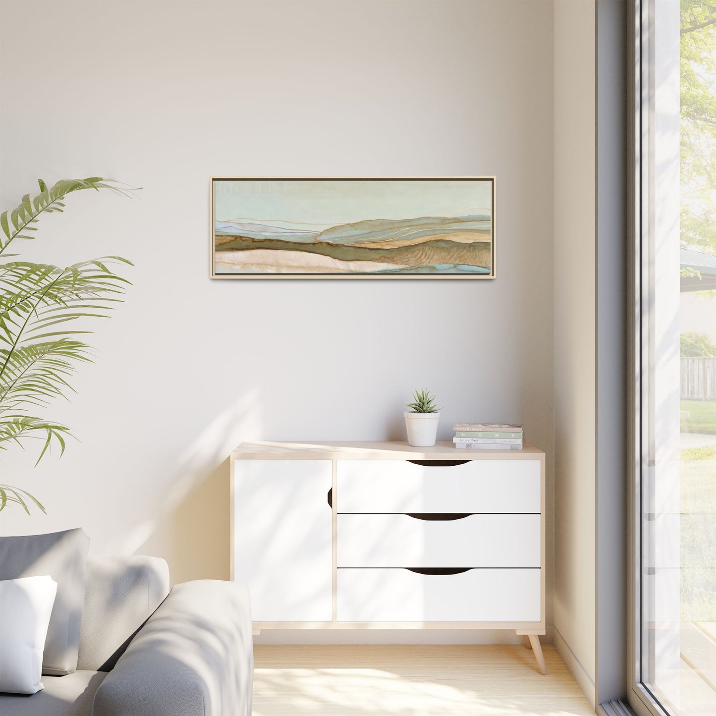 Framed Matte Canvas Coastal Abstract Landscape Wall Art