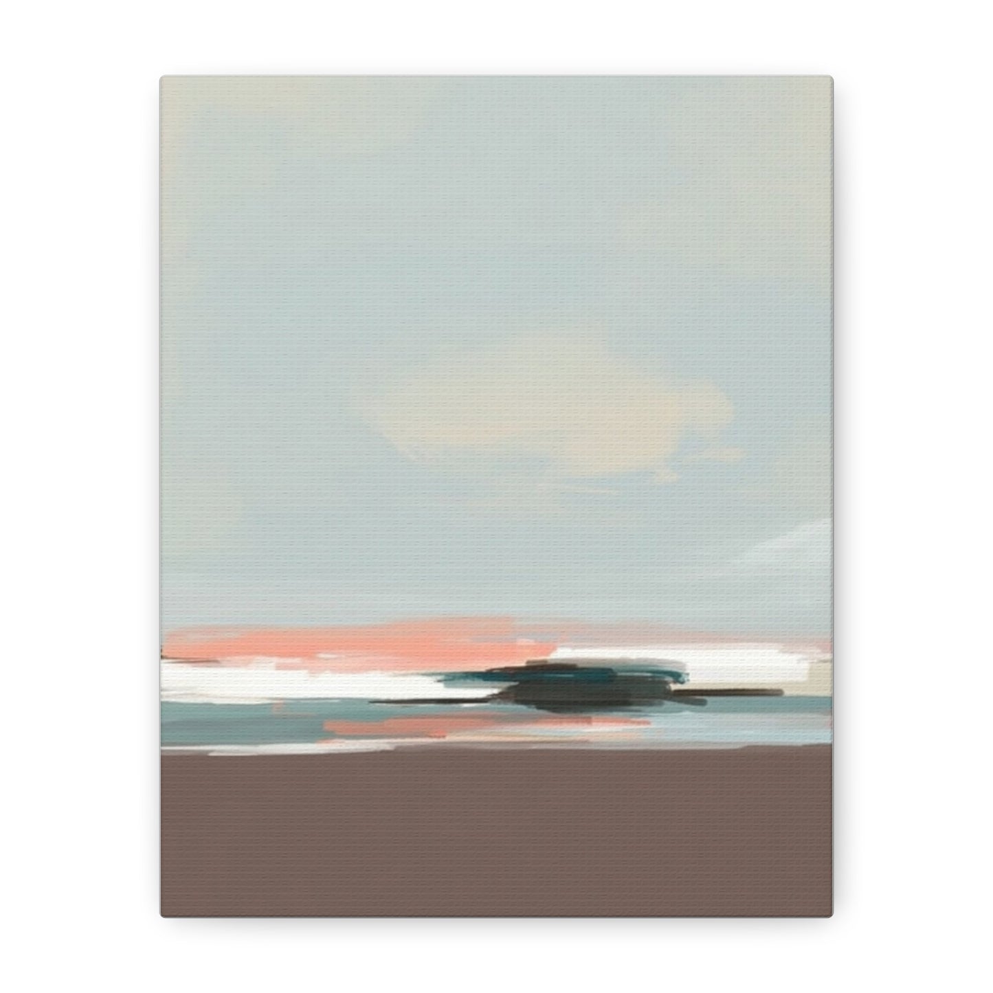 Coastal Abstract Canvas Art – Soft Pastel Seascape Matte Stretched Canvas