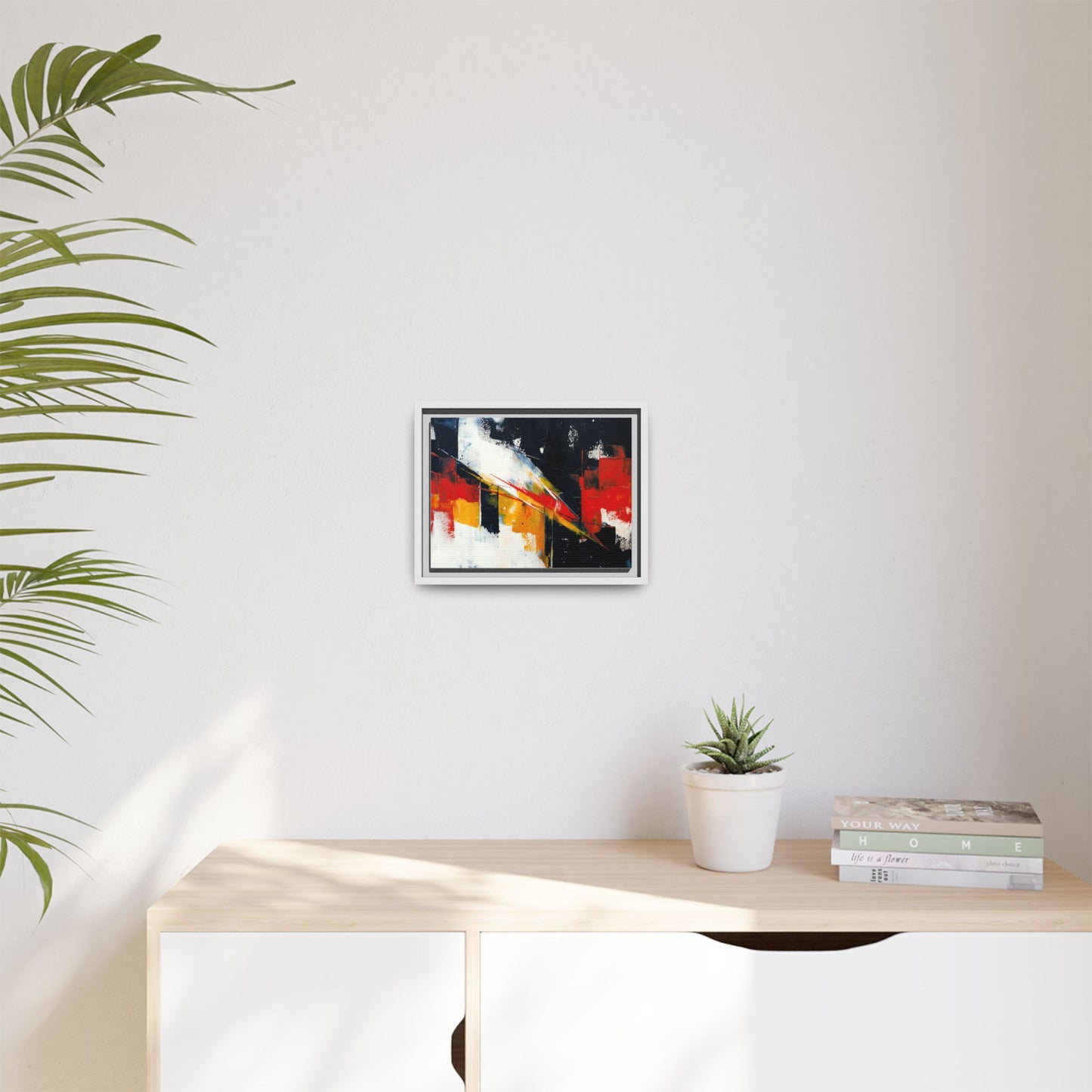 Abstract Red & Black Framed Canvas Print — Modern Geometric Wall Art