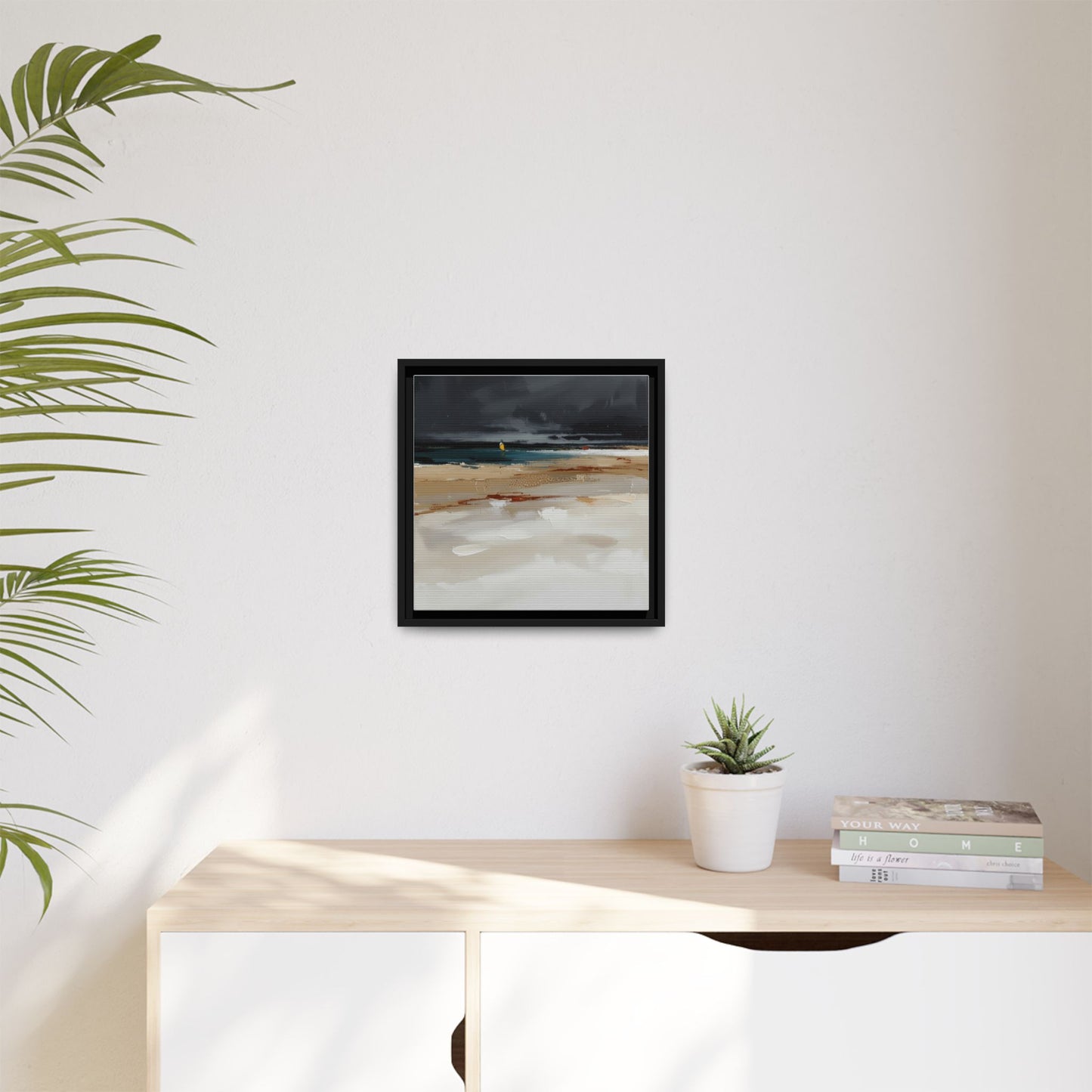 Framed Matte Canvas Beachscape Art Print — Coastal Abstract Wall Decor