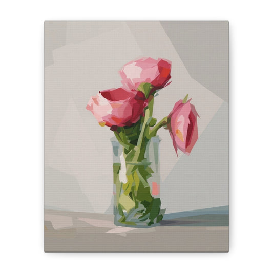 Pink Floral Vase Canvas Print — Stretched Matte Wall Art