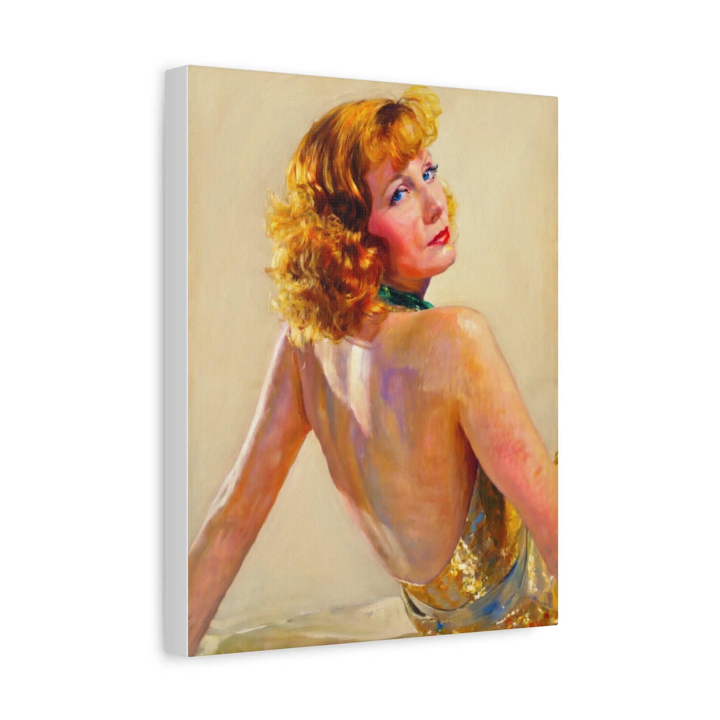 Vintage Greta Garbo Glam Portrait Canvas