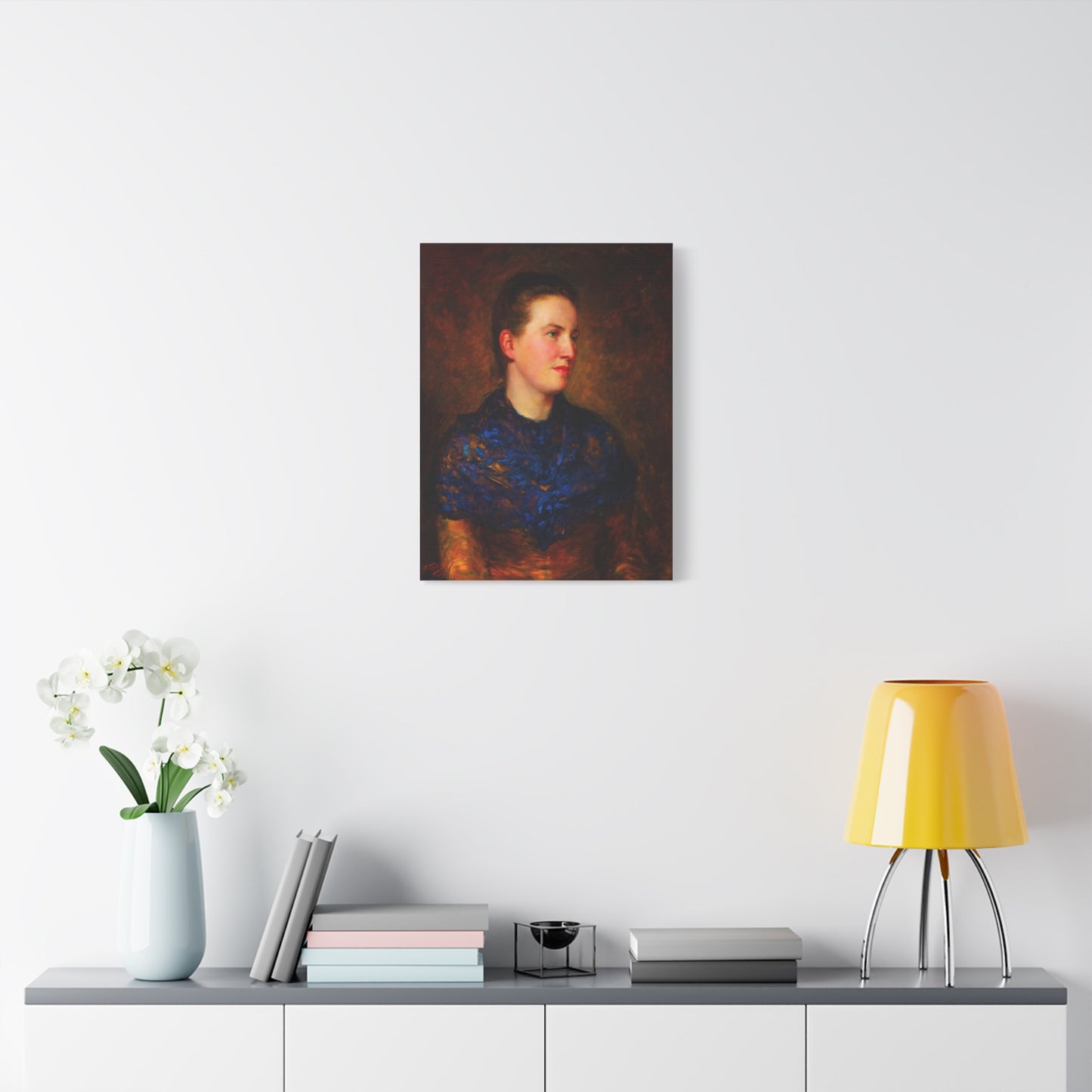 Portrait Canvas Print — Vintage Woman Oil Painting on Stretched Matte Canvas