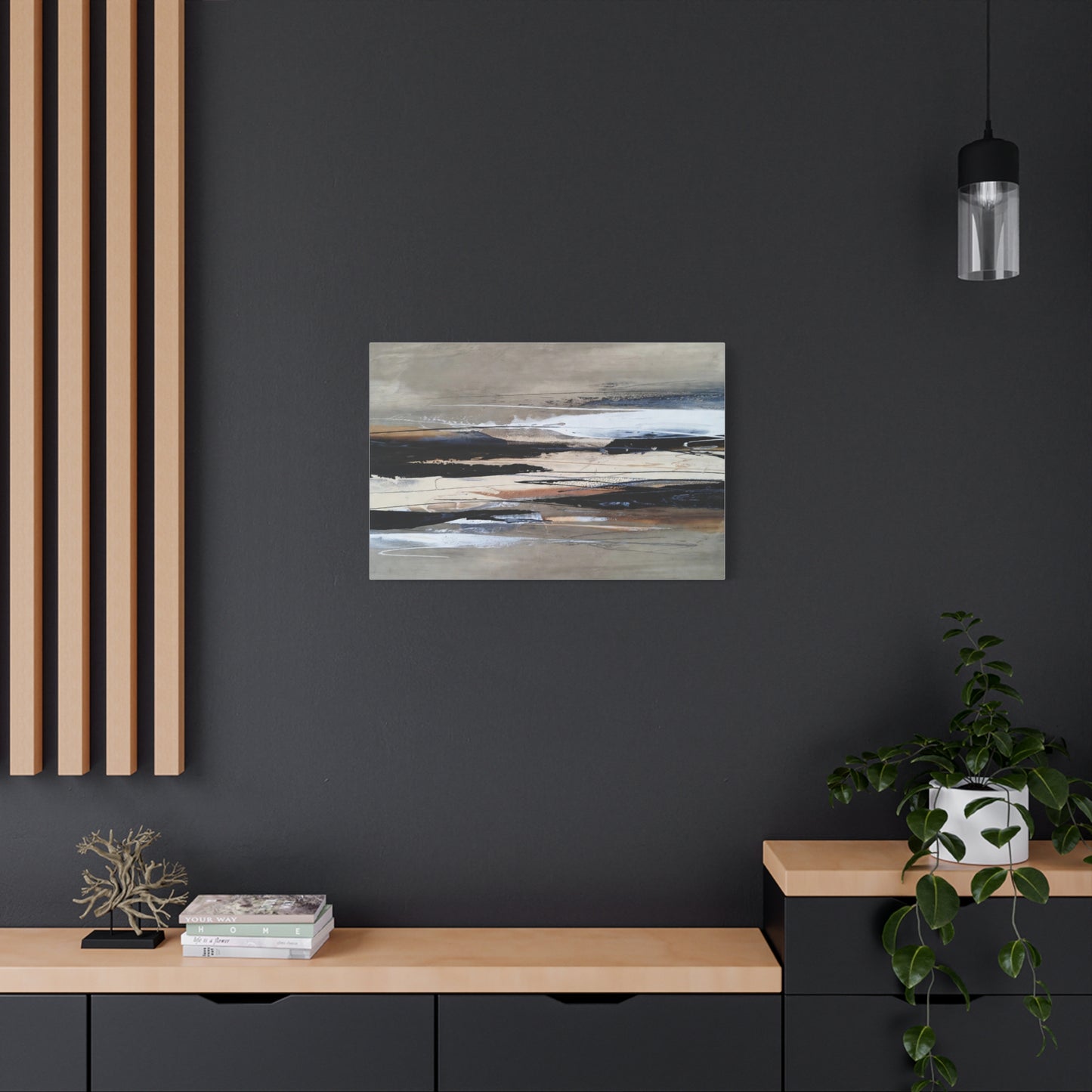Abstract Coastal Landscape Canvas — Neutral Tones Matte Stretched Wall Art