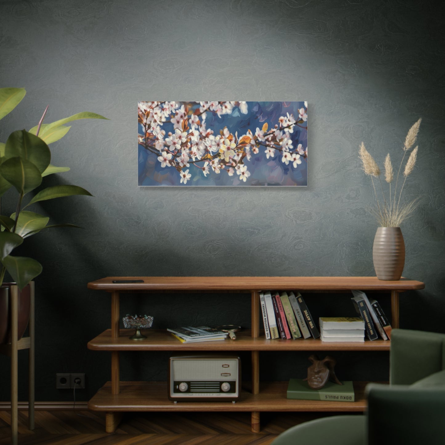 Cherry Blossom Branch Matte Canvas Wall Art — Spring Floral Print