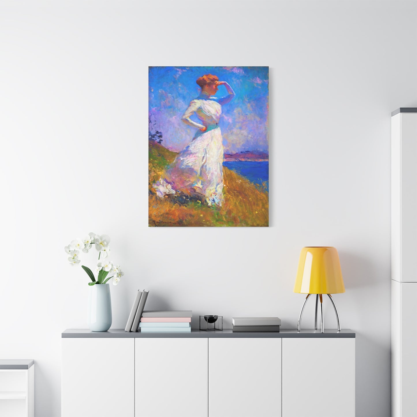 Impressionist Coastal Lady Matte Canvas Print — Stretched 1.25"