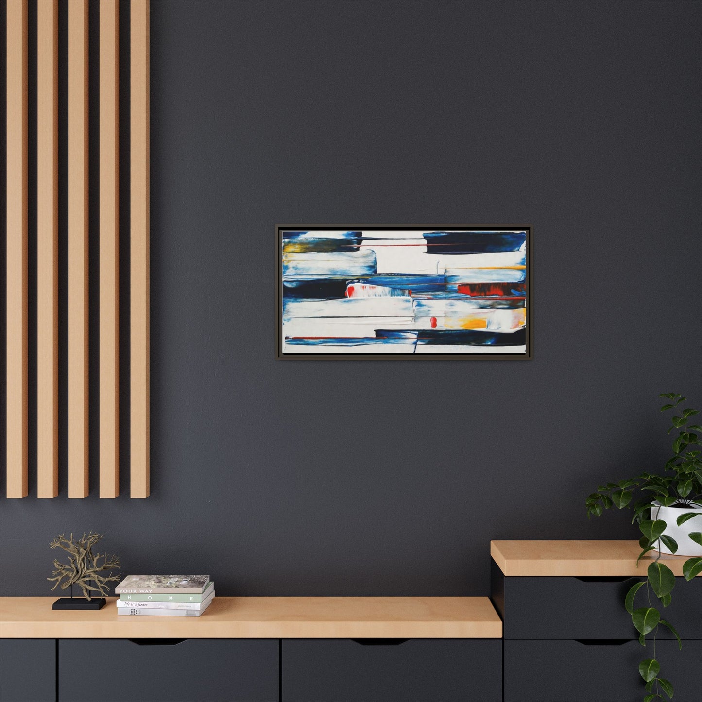 Abstract Coastal Brushstrokes Framed Canvas Print