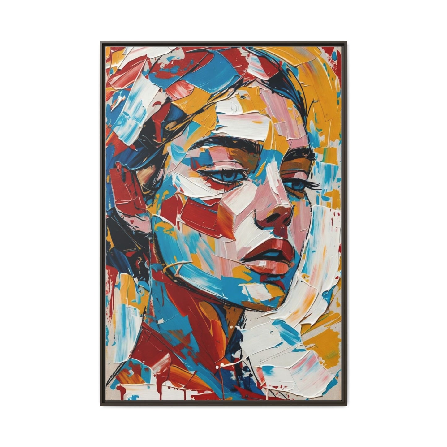 Colorful Abstract Portrait Framed Canvas Print