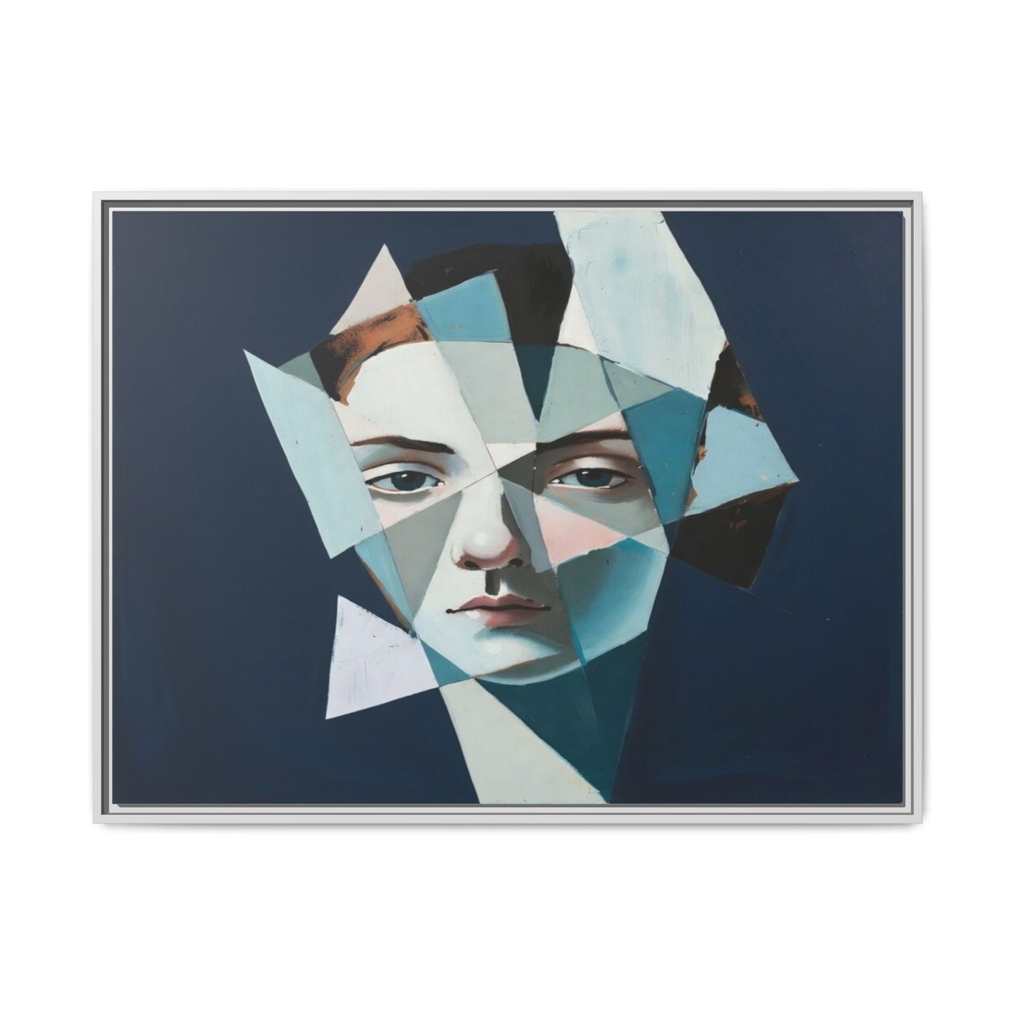 Abstract Fragmented Portrait Matte Canvas (Framed)