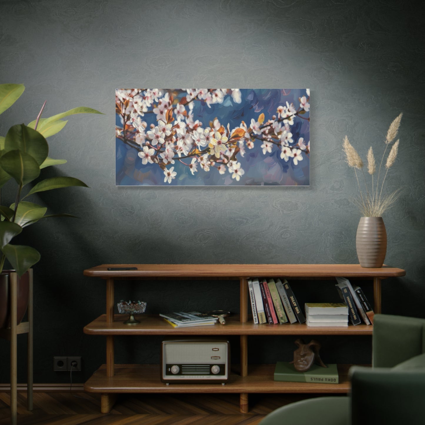 Cherry Blossom Branch Matte Canvas Wall Art — Spring Floral Print