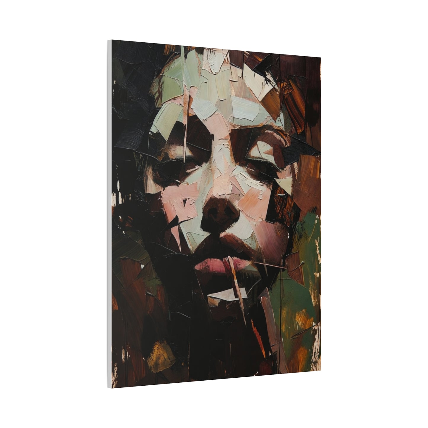 Abstract Portrait Matte Stretched Canvas (1.25") — Contemporary Textured Face Art