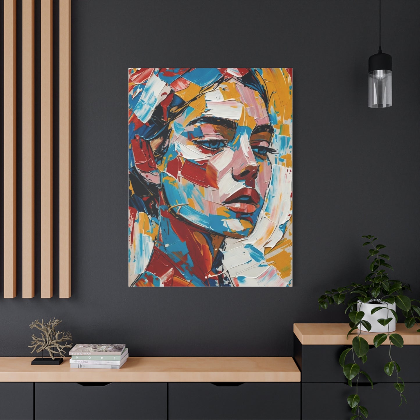 Abstract Colorful Portrait Matte Canvas Print — Modern Stretched Wall Art