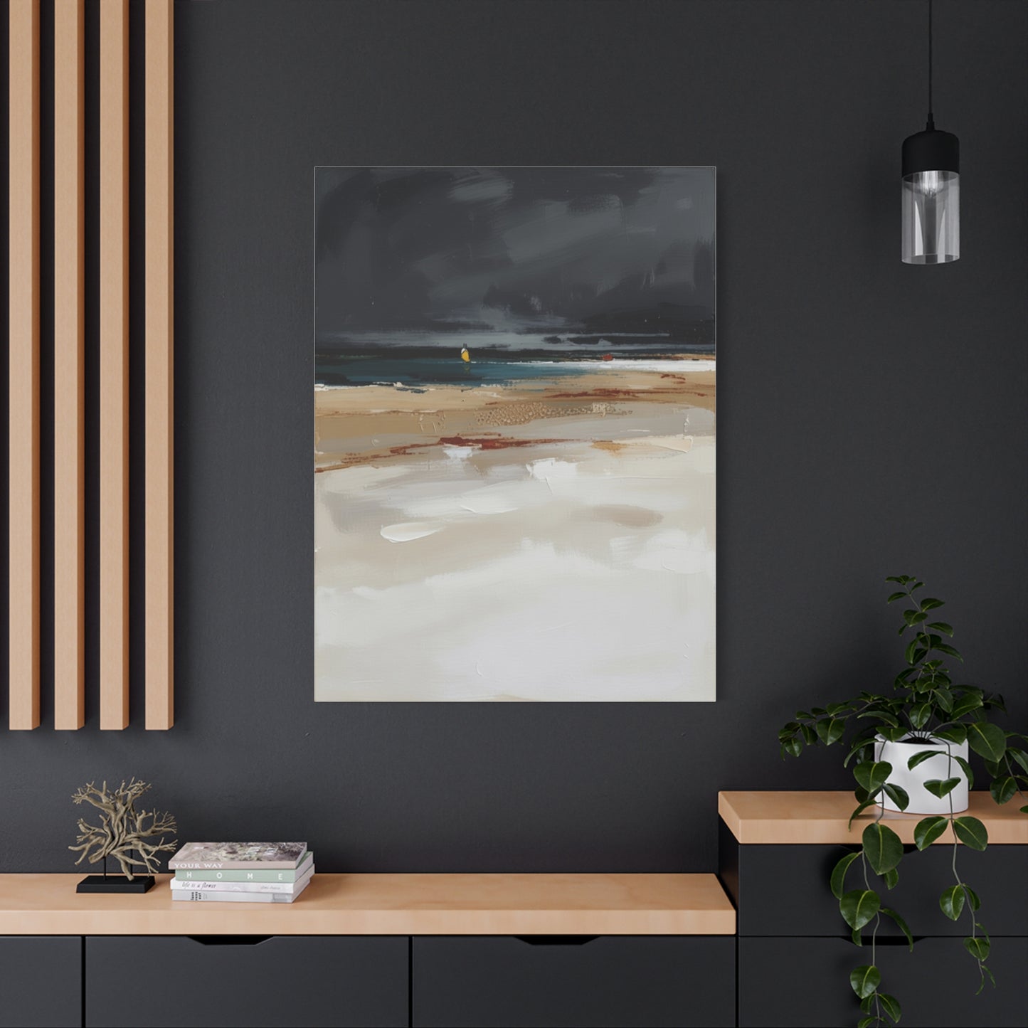 Beachscape Canvas Art — Stormy Seascape Matte Stretched Wall Art