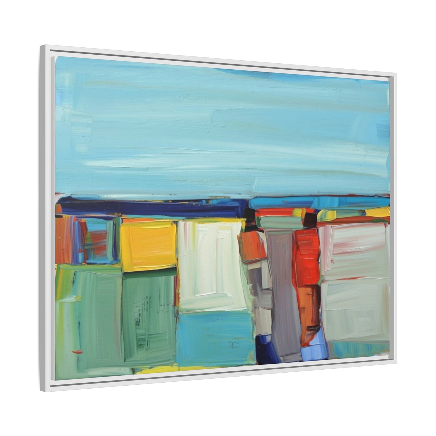 Abstract Coastal Blocks Matte Canvas Print (Framed)