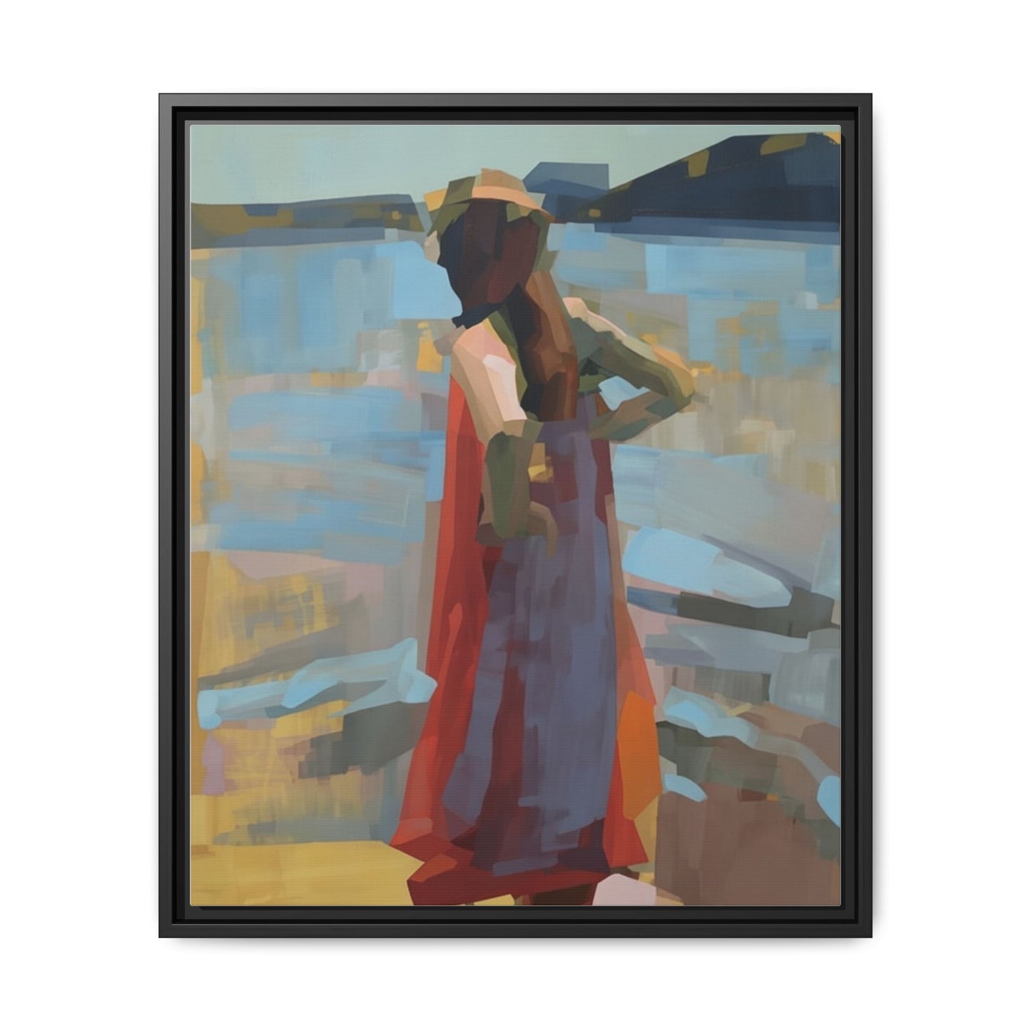 Framed Matte Canvas Print — Coastal Woman Abstract Art