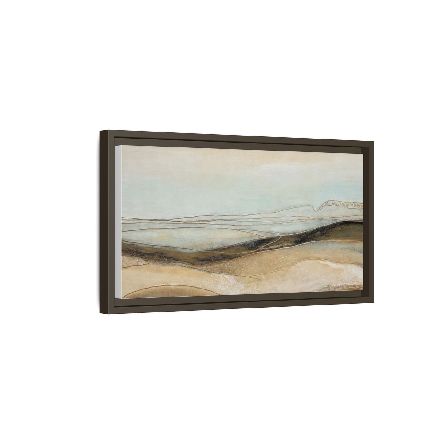 Framed Matte Canvas Wall Art — Neutral Abstract Landscape in Soft Blues & Earth Tones