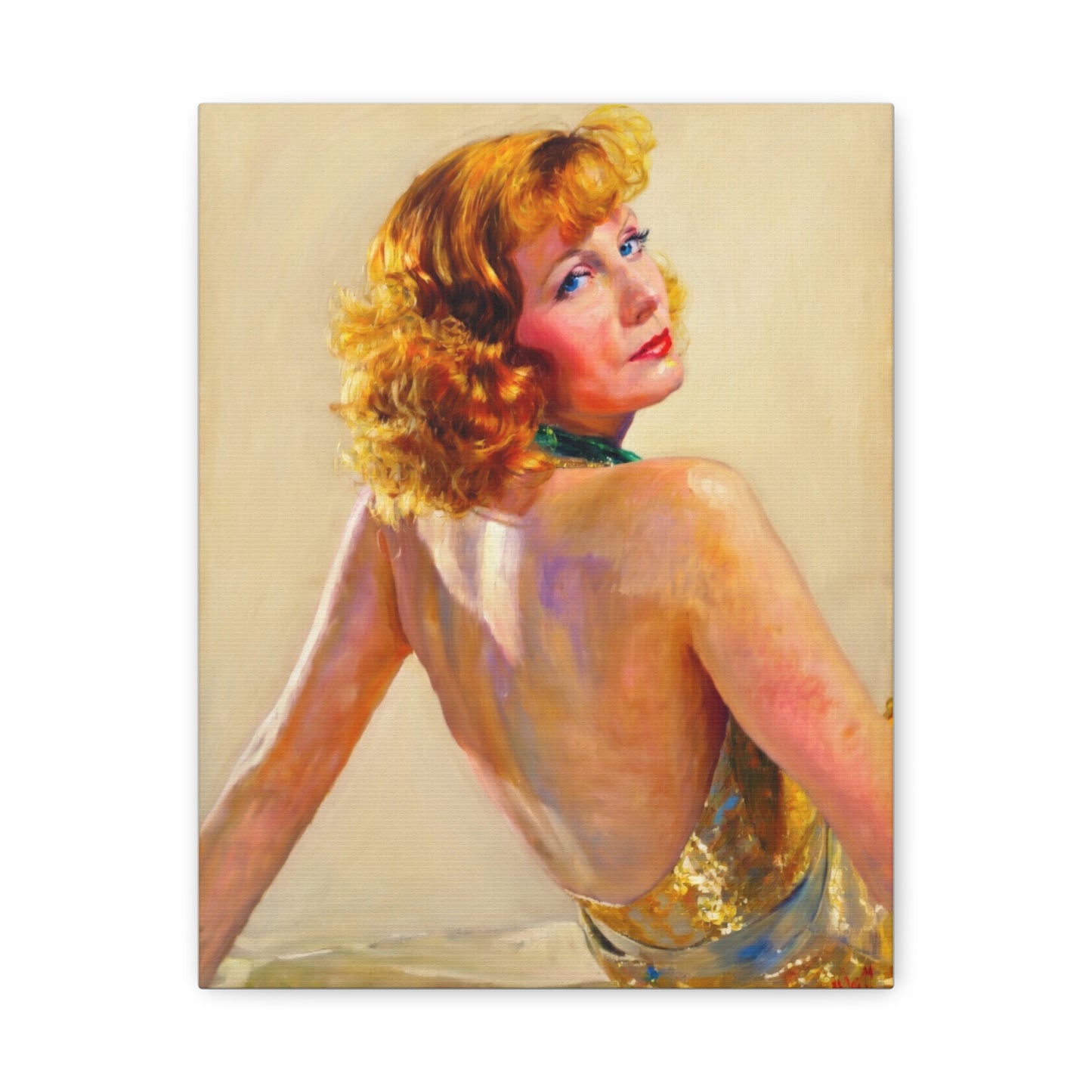 Vintage Greta Garbo Glam Portrait Canvas