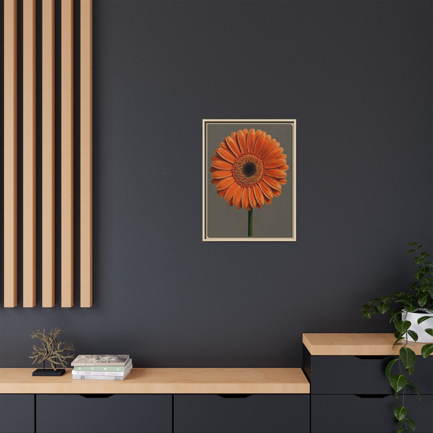 Orange Gerbera Daisy Matte Canvas Print (Framed)