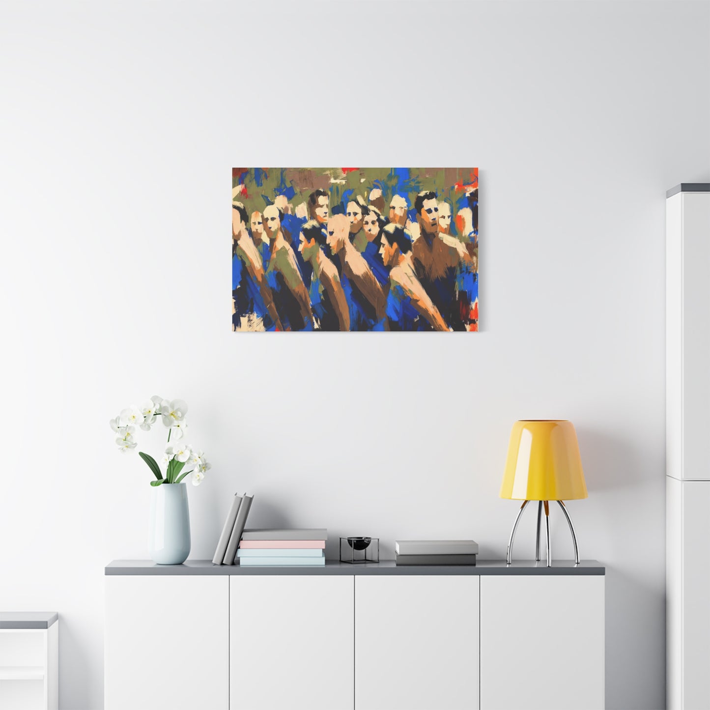 Abstract Crowd Painting Canvas Print — Stretched Matte Wall Art