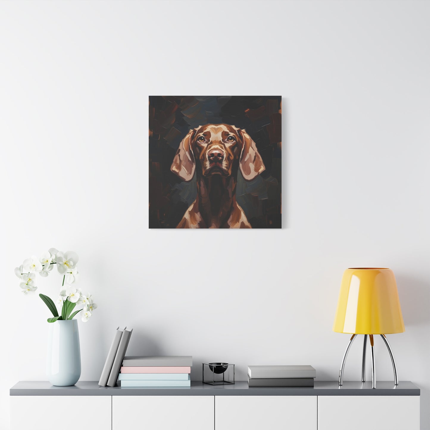 Chocolate Vizsla Canvas Wall Art — Matte Stretched Dog Portrait