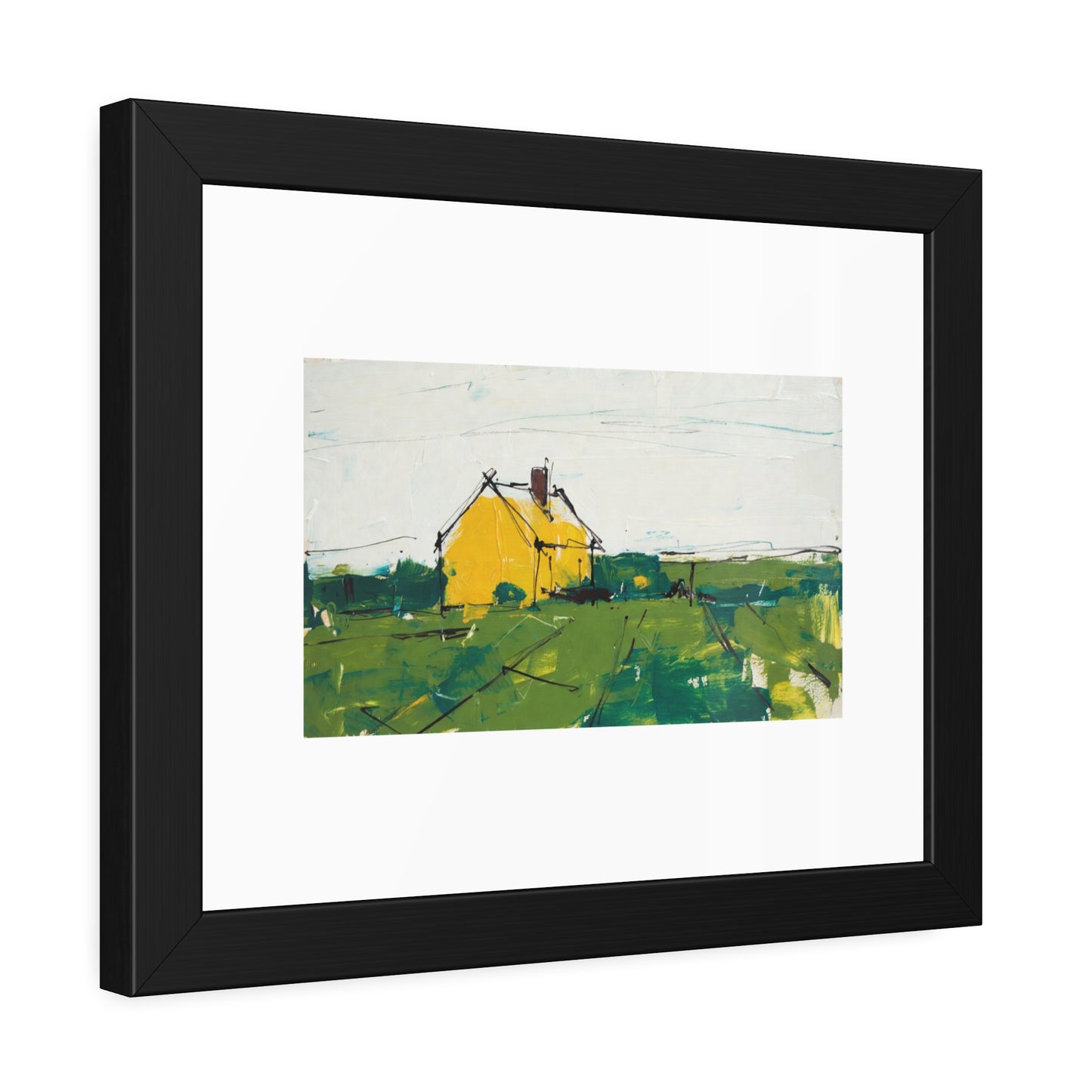 Framed Poster — Yellow Country House Landscape Art Print
