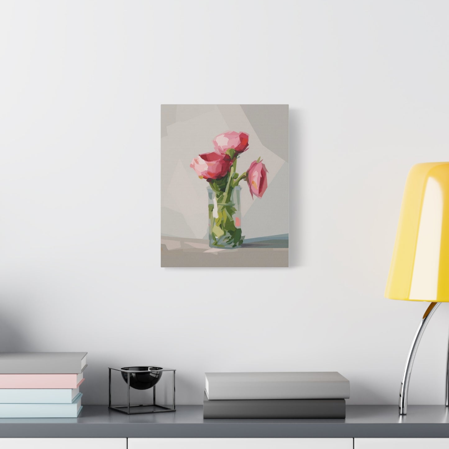 Pink Floral Vase Canvas Print — Stretched Matte Wall Art